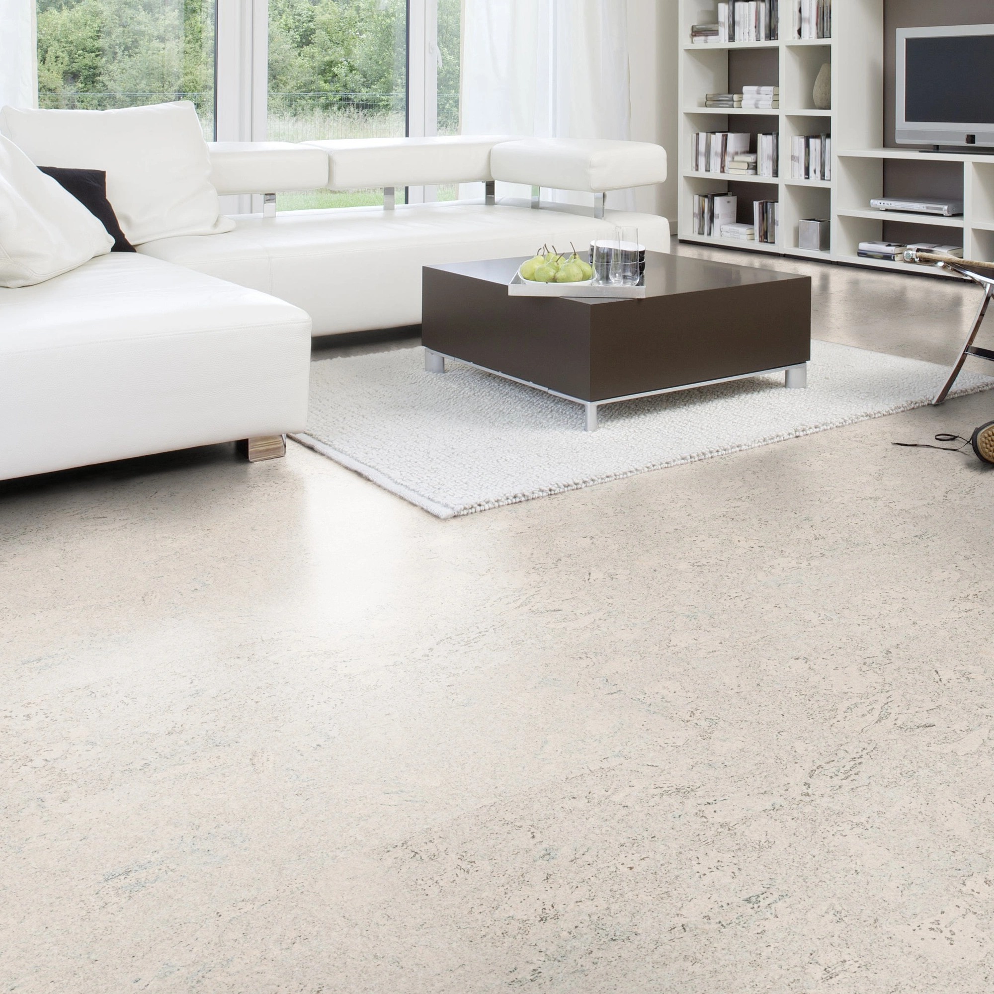 Milieubild Modernes Wohnzimmer mit Wohnlandschaft - Wicanders Wise HDF Klick-Korkboden cork Essence Personality Moonlight Milieubild Modernes Wohnzimmer mit Wohnlandschaft - Wicanders Wise 80002260