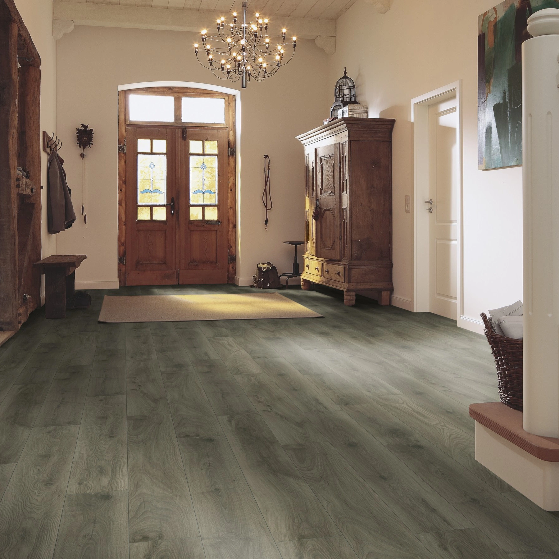 Milieubild Eingangsbereich mit Flur im Landhaus-Stil - Meister Laminat LD 150 Eiche cremegrau Milieubild Eingangsbereich mit Flur im Landhaus-Stil - Meister 600017-1288198-07005