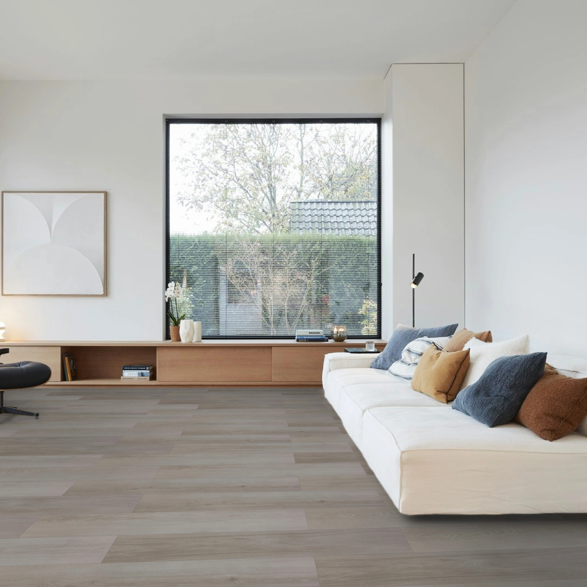 Milieubild Großräumiges Wohnzimmer mit Couch - BerryAlloc Klebe-Vinyl Zenn Gluedown 55 Oslo Milieubild Großräumiges Wohnzimmer mit Couch - BerryAlloc 60002253