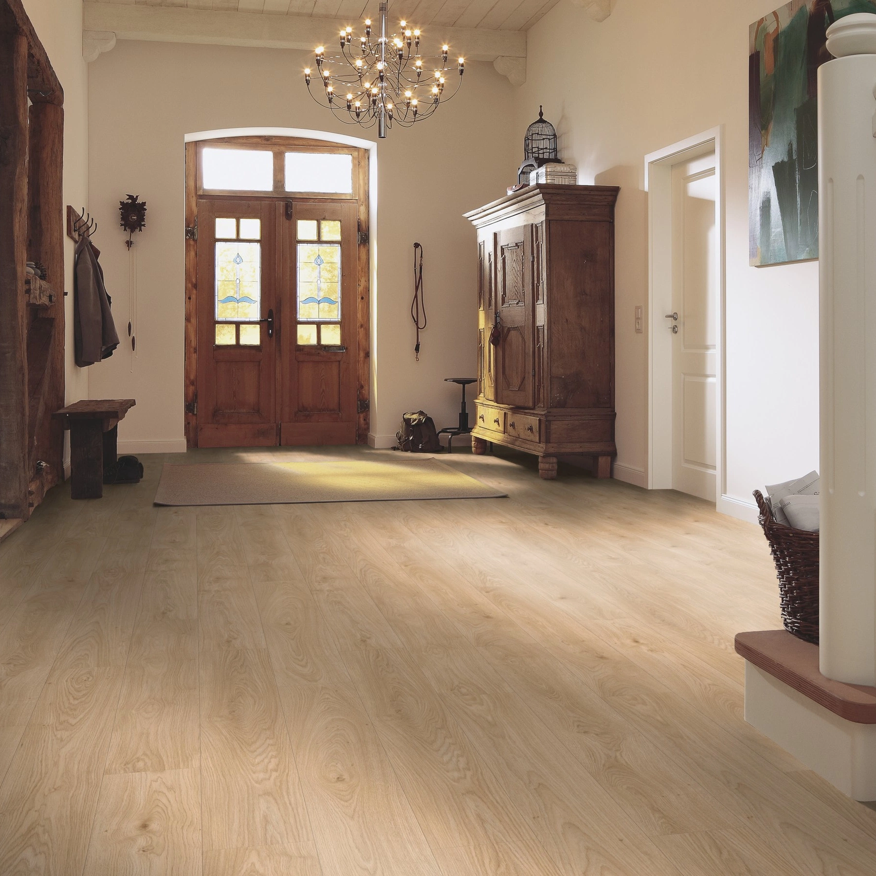 Milieubild Eingangsbereich mit Flur im Landhaus-Stil - Meister Laminat LD 150 Eiche relax pure Milieubild Eingangsbereich mit Flur im Landhaus-Stil - Meister 600017-1288198-07113