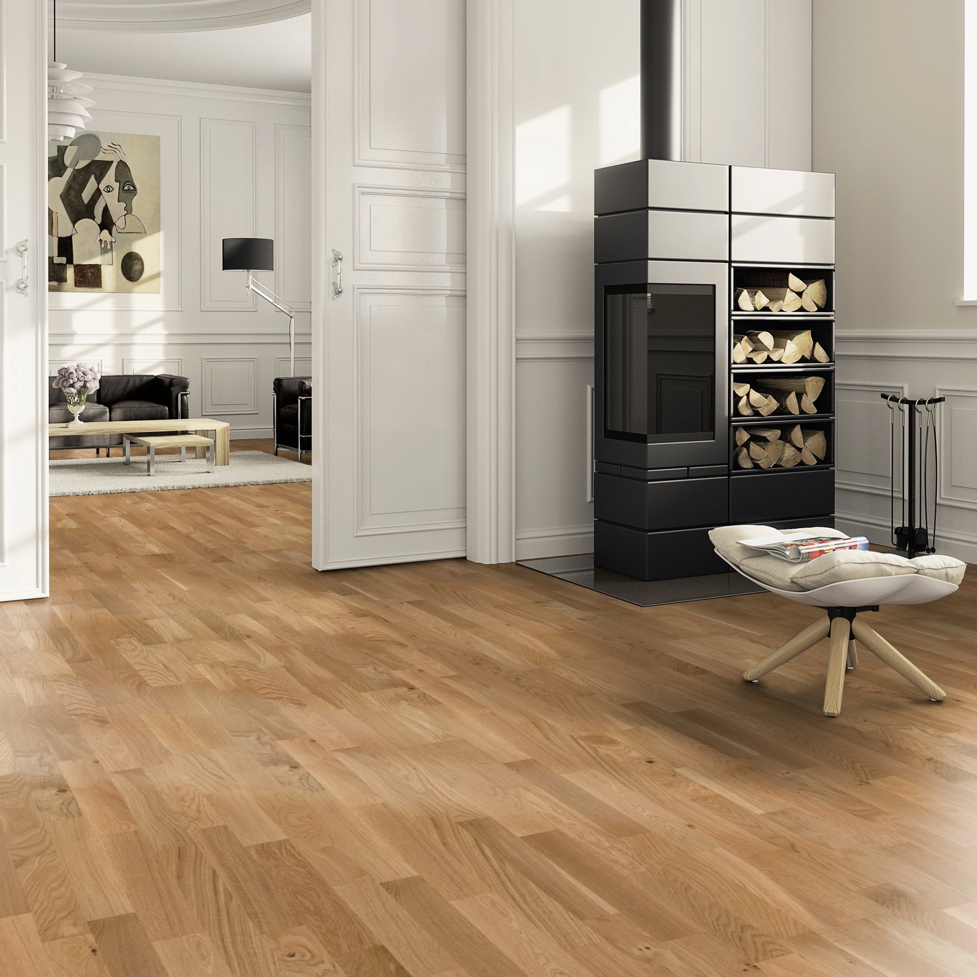 Milieubild Wohnzimmer im Landhaus-Stil mit Kamin - ter Hürne Parkett Tailored Collection Eiche Malbec Milieubild Wohnzimmer im Landhaus-Stil mit Kamin - ter Hürne 1101312513