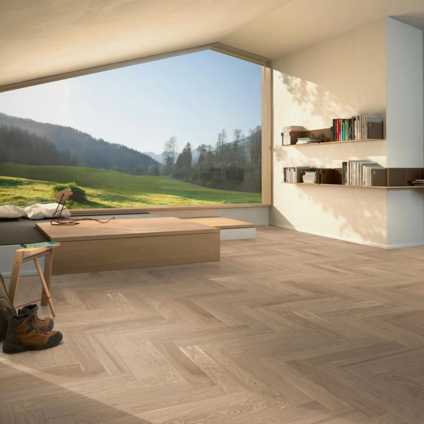 Milieubild Moderne Hütte mit Blick in die Natur - Parador Parkett Trendtime 3 Eiche Pure Milieubild Moderne Hütte mit Blick in die Natur - Parador 1601580