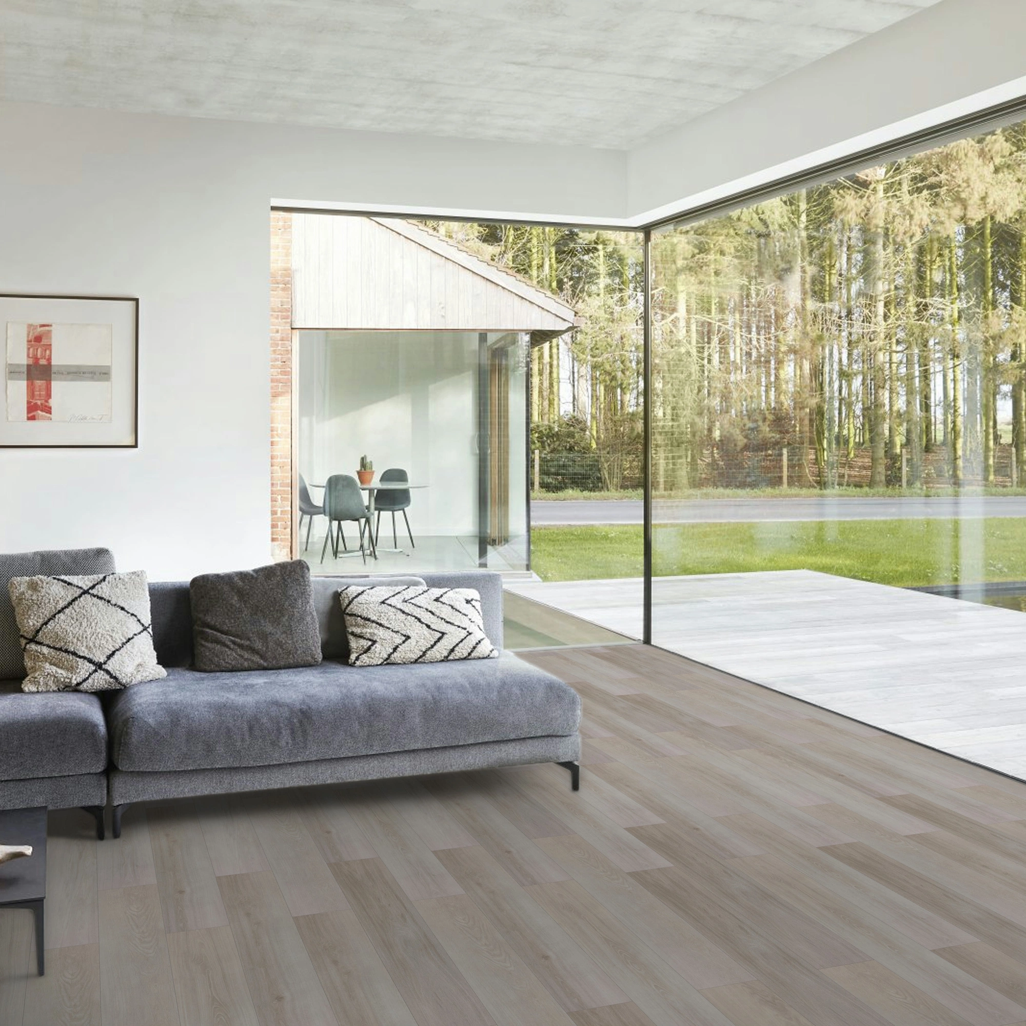 Milieubild Modernes Wohnzimmer mit Fensterfront - BerryAlloc Klebe-Vinyl Zenn Gluedown 55 Oslo Milieubild Modernes Wohnzimmer mit Fensterfront - BerryAlloc 60002253