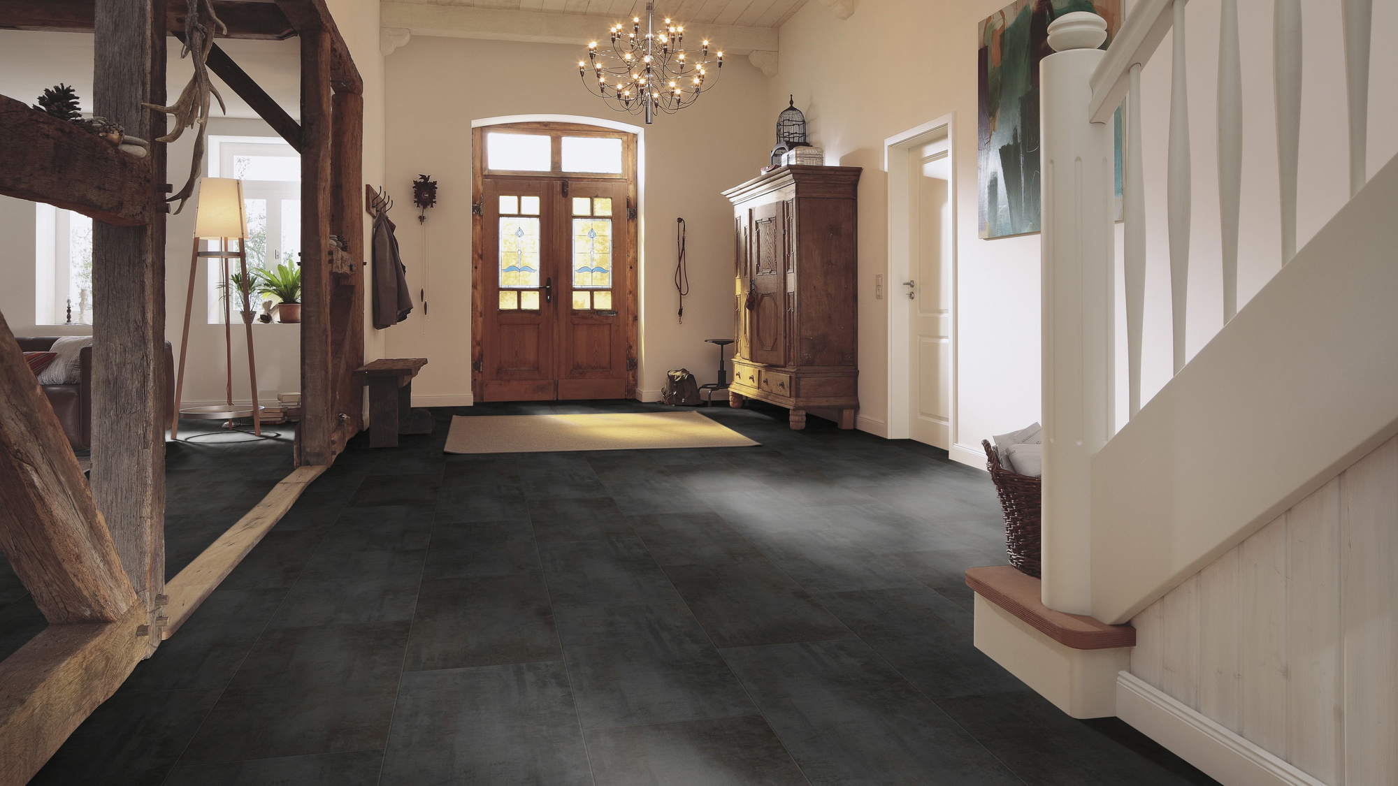 Milieubild Eingangsbereich mit Flur im Landhaus-Stil - MEISTER Laminat LB 150 Copper Iron Milieubild Eingangsbereich mit Flur im Landhaus-Stil - MEISTER 600003-0857398-06857
