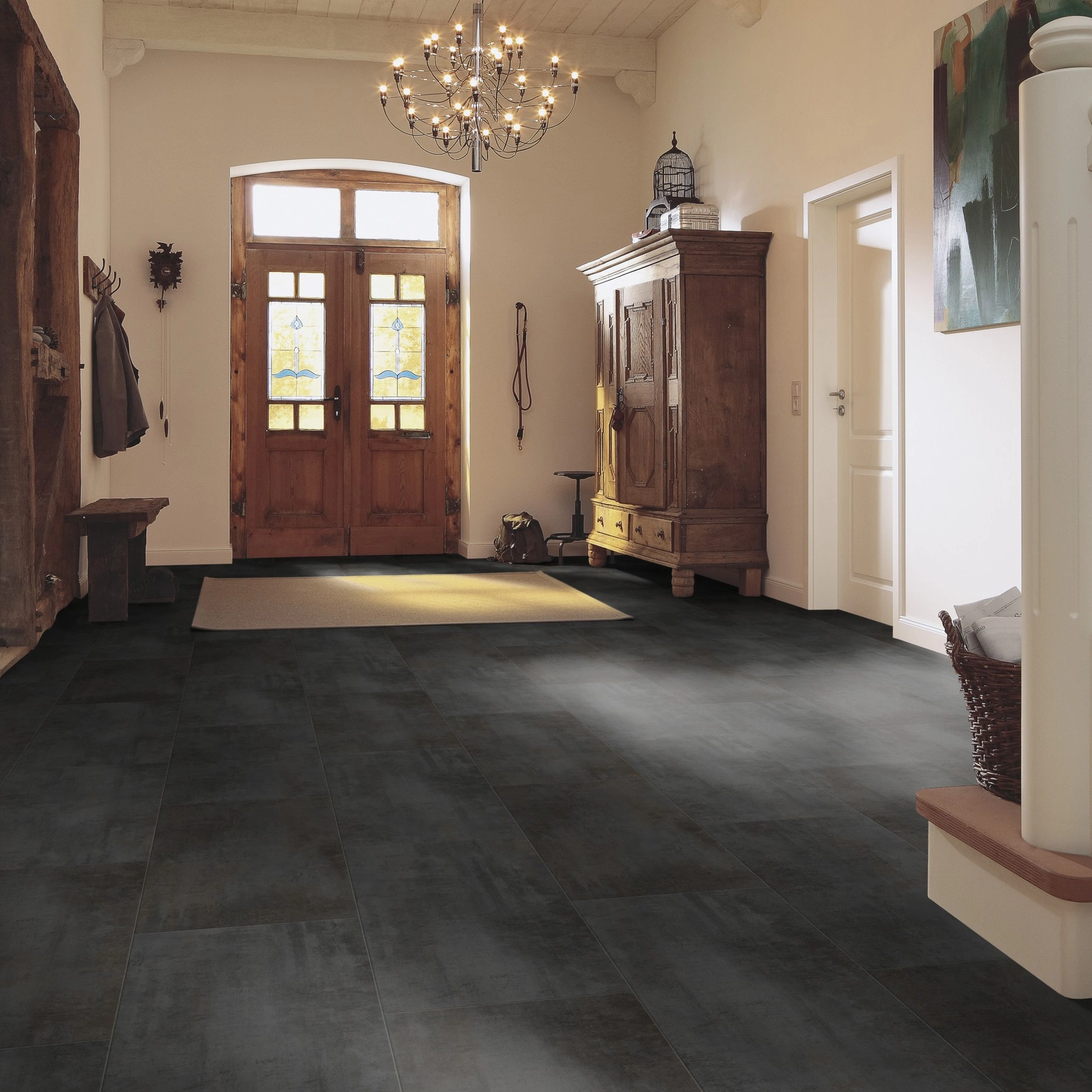 Milieubild Eingangsbereich mit Flur im Landhaus-Stil - MEISTER Laminat LB 150 Copper Iron Milieubild Eingangsbereich mit Flur im Landhaus-Stil - MEISTER 600003-0857398-06857