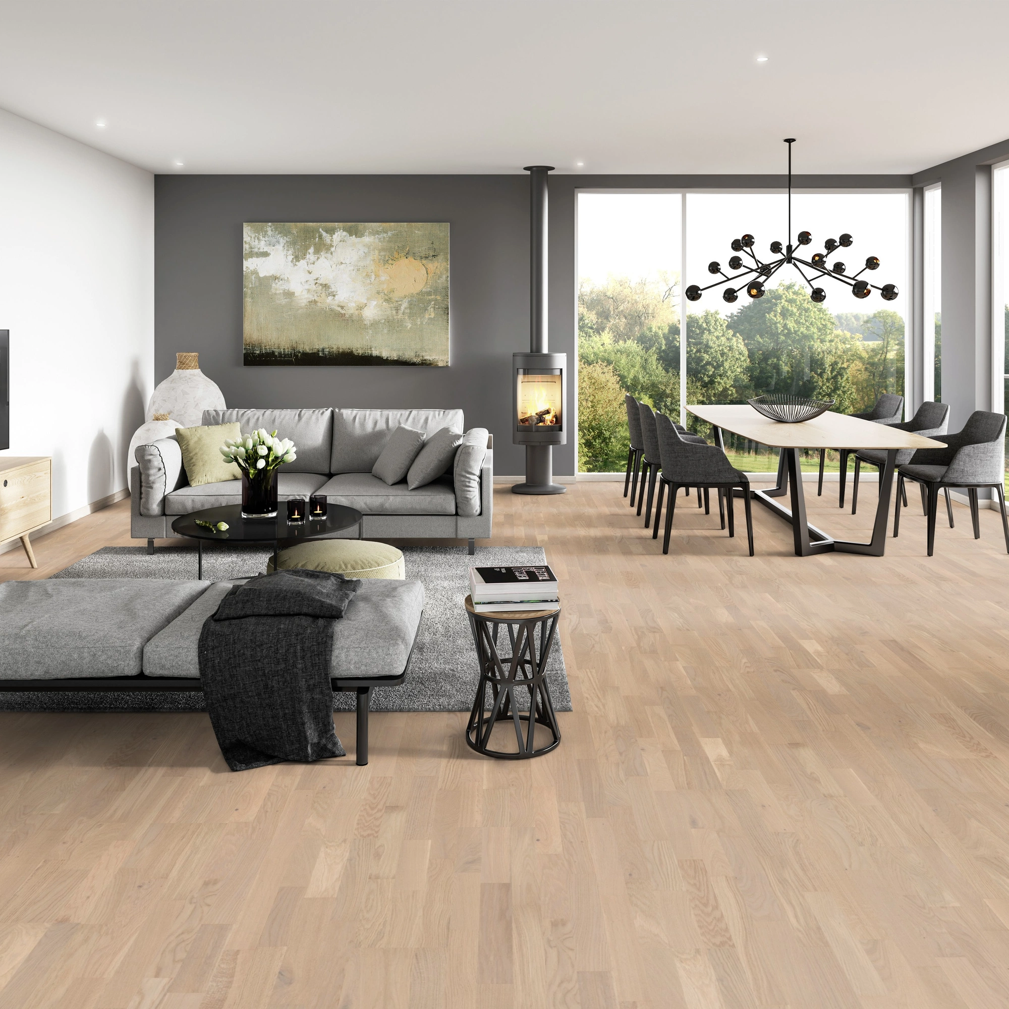Milieubild Modernes Wohnzimmer mit Essbereich - ter Hürne Parkett Tailored Collection Eiche Prosecco Milieubild Modernes Wohnzimmer mit Essbereich - ter Hürne 1101312511
