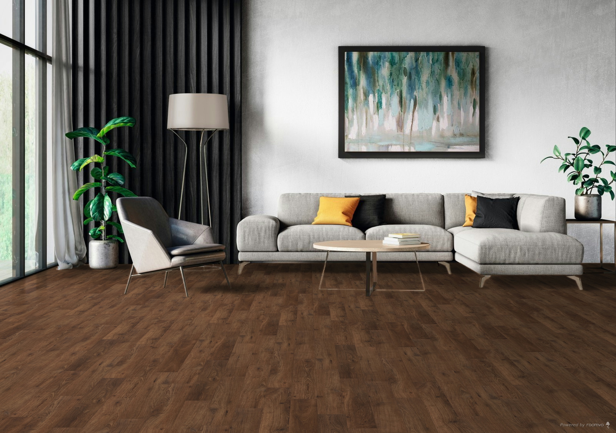 Milieubild Modernes Wohnzimmer mit Sessel und Sofa - BerryAlloc 60002266