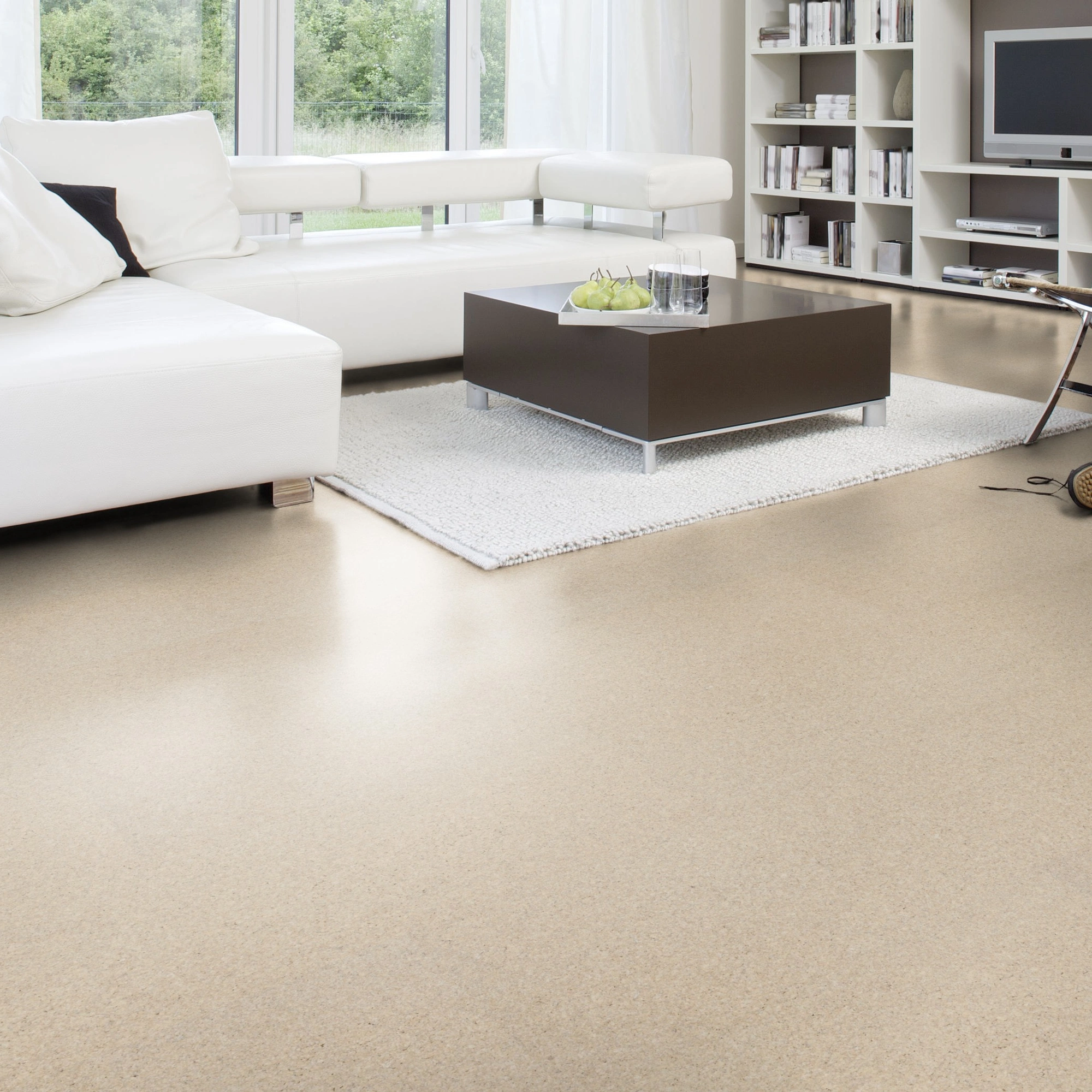 Milieubild Modernes Wohnzimmer mit Wohnlandschaft - Wicanders Wise HDF Klick-Korkboden cork Go Grit Milieubild Modernes Wohnzimmer mit Wohnlandschaft - Wicanders Wise 80002131