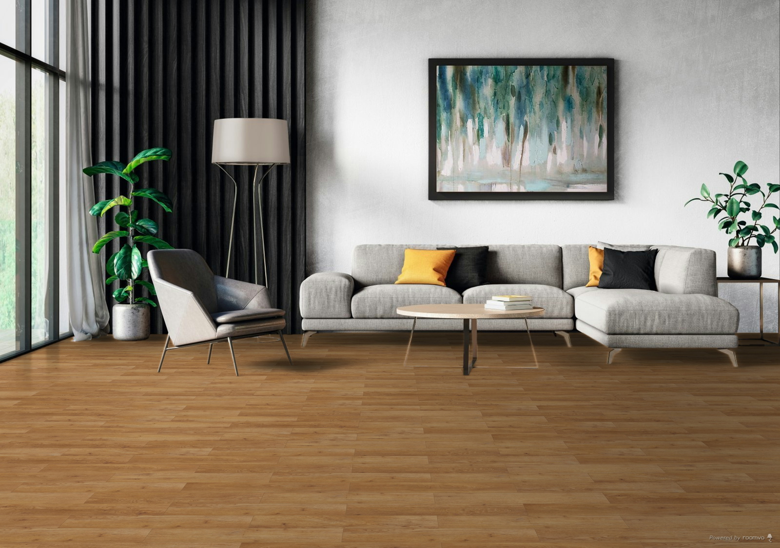 Milieubild Modernes Wohnzimmer mit Sessel und Sofa - BerryAlloc 60002268