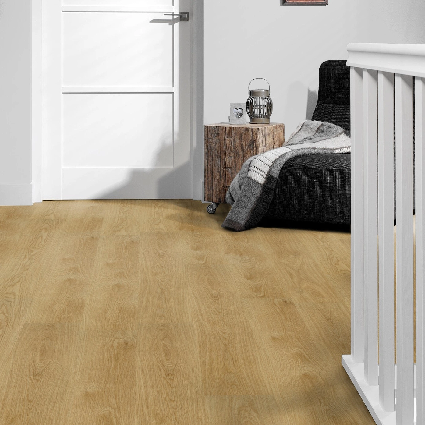 Milieubild Flur mit Treppenlauf - Forbo Flooring Klebe-Vinyl Enduro Dryback Wood Pure Oak Milieubild Flur mit Treppenlauf - Forbo Flooring 217620