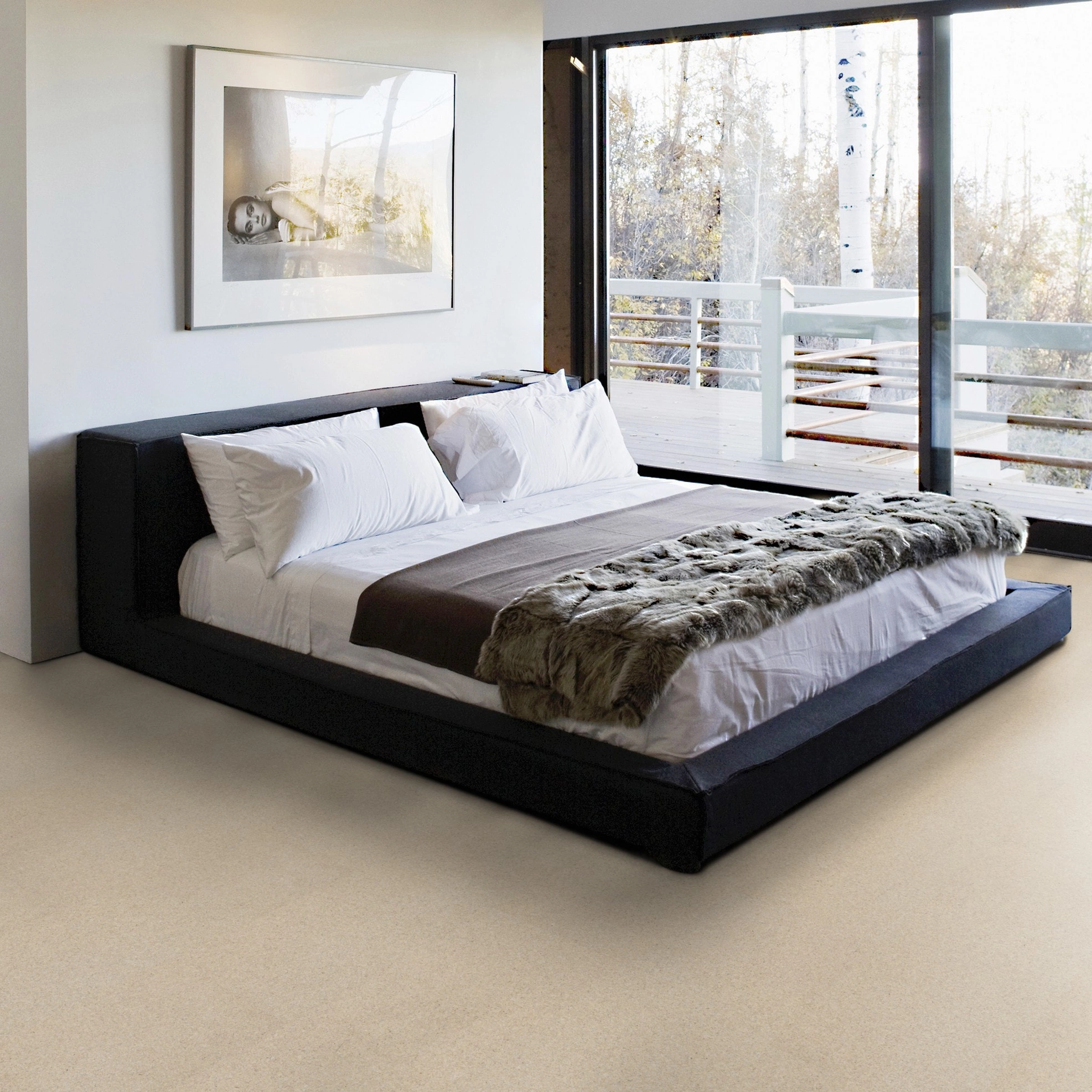 Milieubild Schlafzimmer mit Balkon - Wicanders Wise HDF Klick-Korkboden cork Go Grit Milieubild Schlafzimmer mit Balkon - Wicanders Wise 80002131