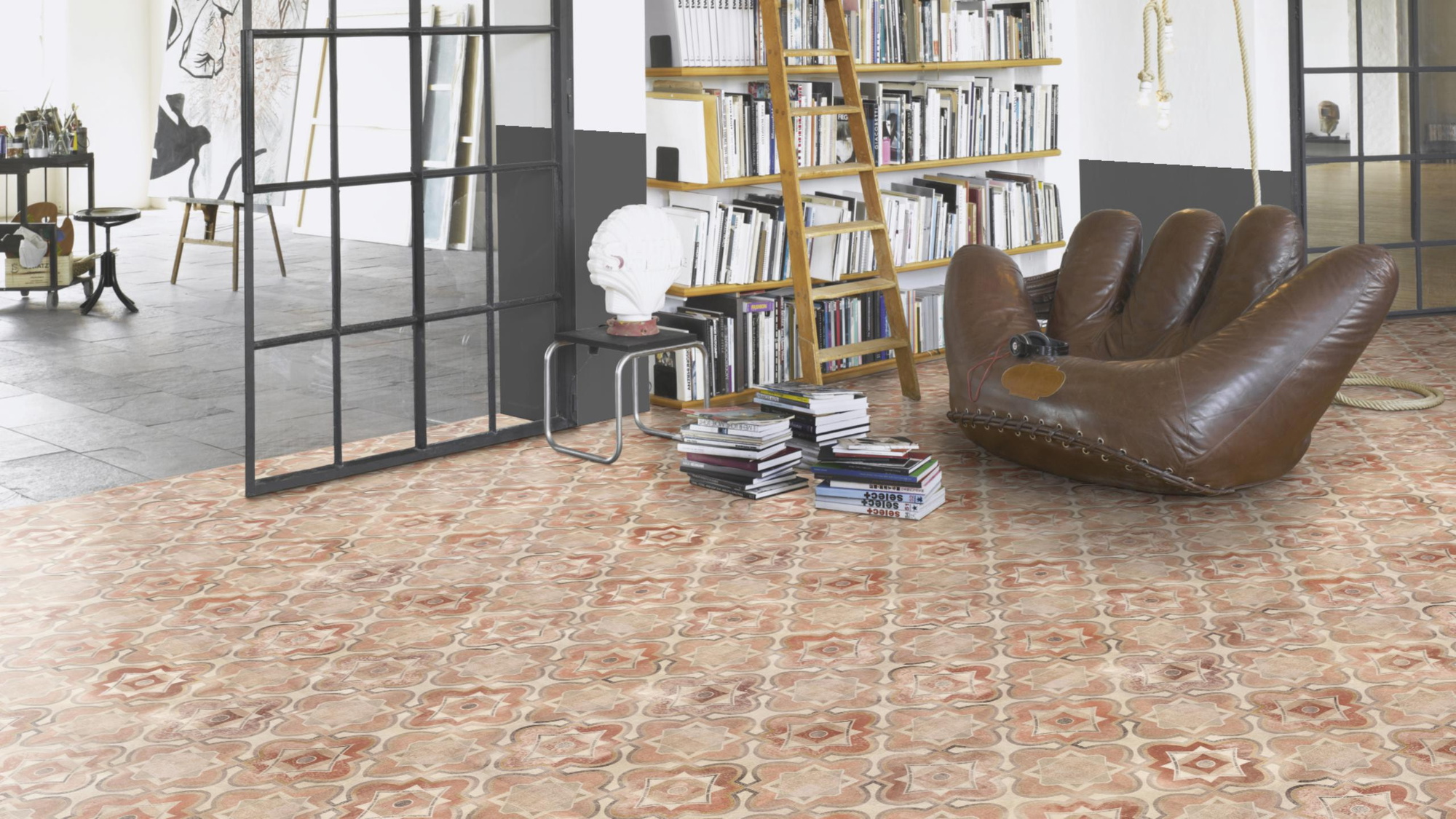 Milieubild Modernes Wohnzimmer mit Atelier - Parador Laminat Trendtime 5 Malaga Milieubild Modernes Wohnzimmer mit Atelier - Parador 1748676