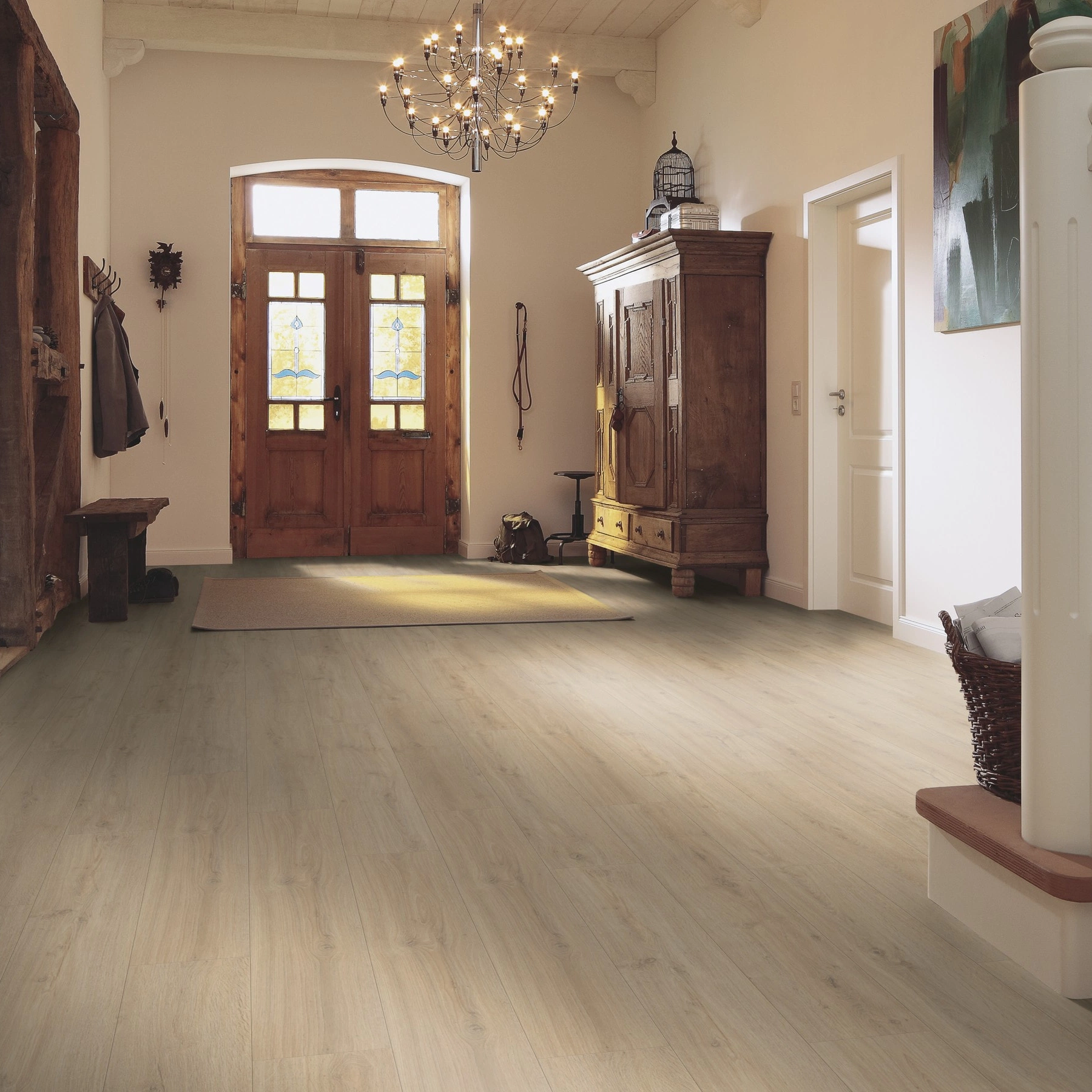 Milieubild Eingangsbereich mit Flur im Landhaus-Stil - Meister Laminat LD 150 Felseneiche sand Milieubild Eingangsbereich mit Flur im Landhaus-Stil - Meister 600017-1288198-07122