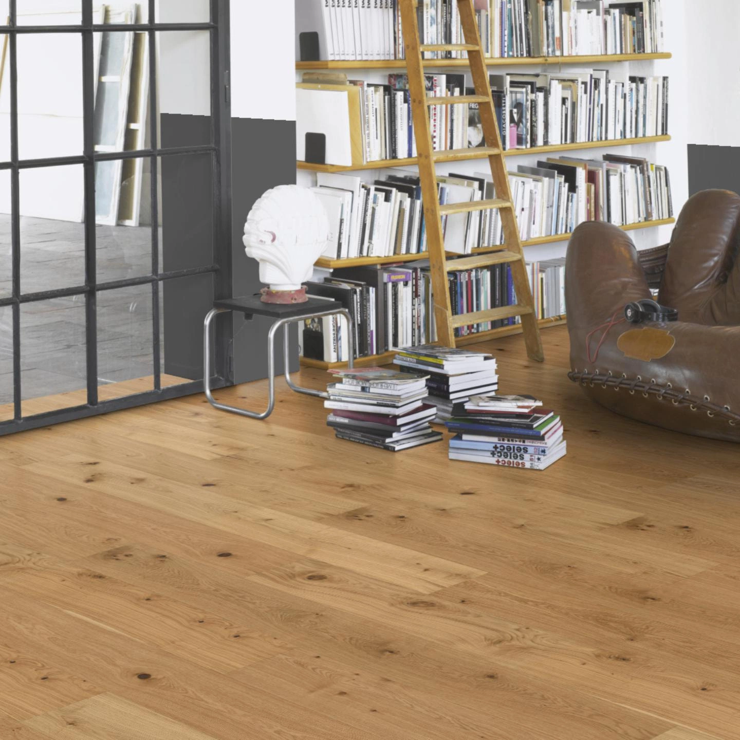 Milieubild Modernes Wohnzimmer mit Atelier - Parador Parkett Basic 11-5 Eiche Milieubild Modernes Wohnzimmer mit Atelier - Parador 1601464