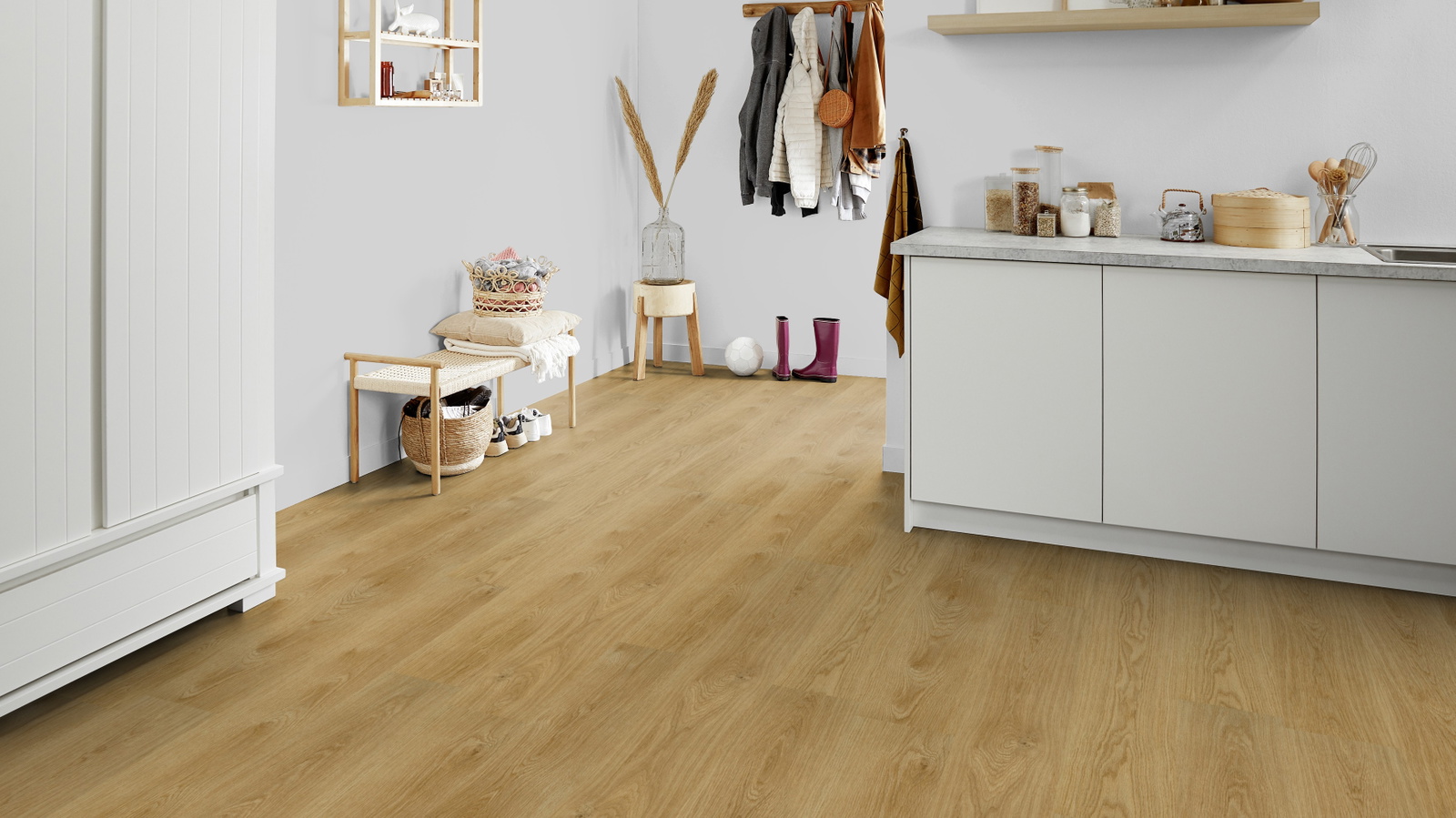 Milieubild Kompakte Küchenzeile im offenen Wohnbereich - Forbo Flooring 217620