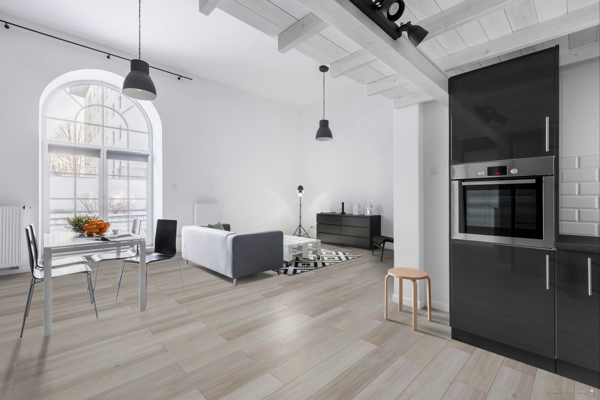 Milieubild Wohnzimmer mit Essbereich - BerryAlloc Klebe-Vinyl Zenn Gluedown 55 Oslo Milieubild Wohnzimmer mit Essbereich - BerryAlloc 60002253