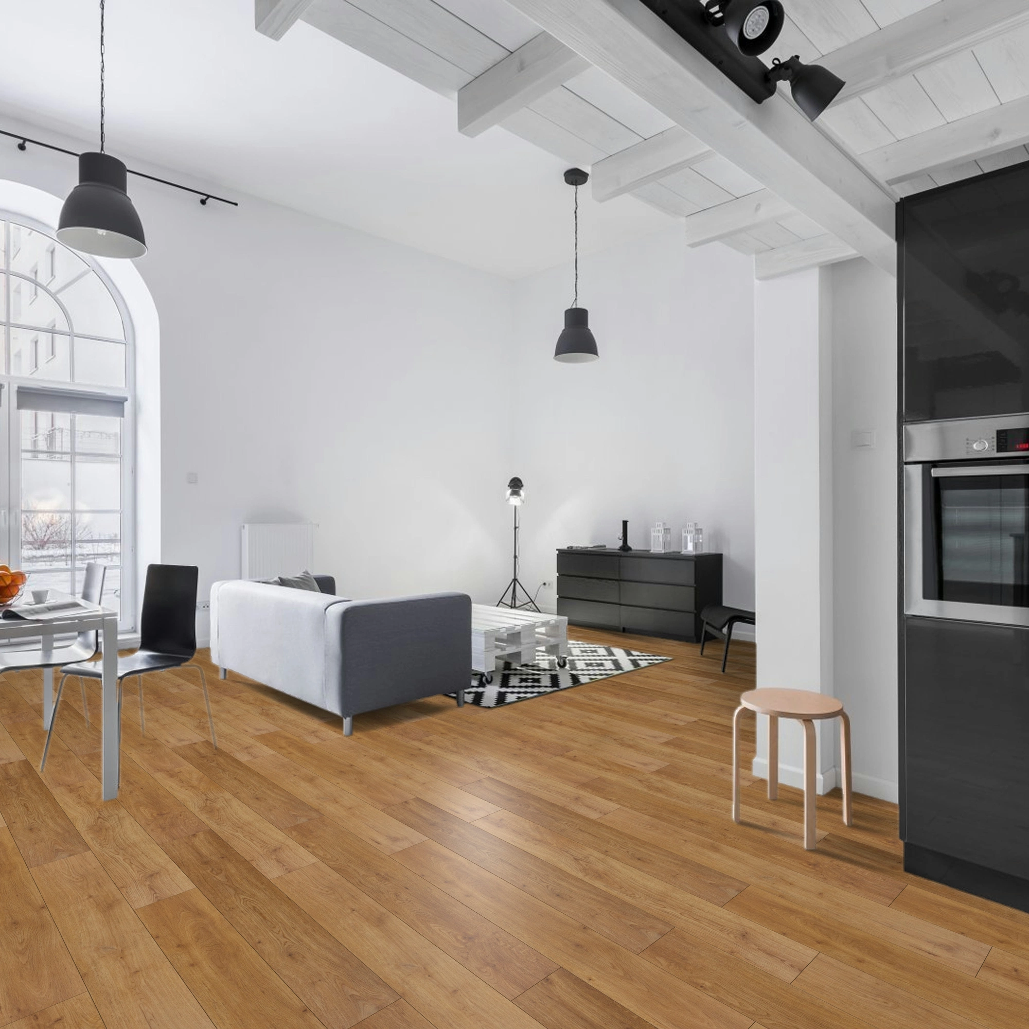 Milieubild Wohnzimmer mit Essbereich - BerryAlloc Klebe-Vinyl Zenn Gluedown 55 Caïro Milieubild Wohnzimmer mit Essbereich - BerryAlloc 60002256