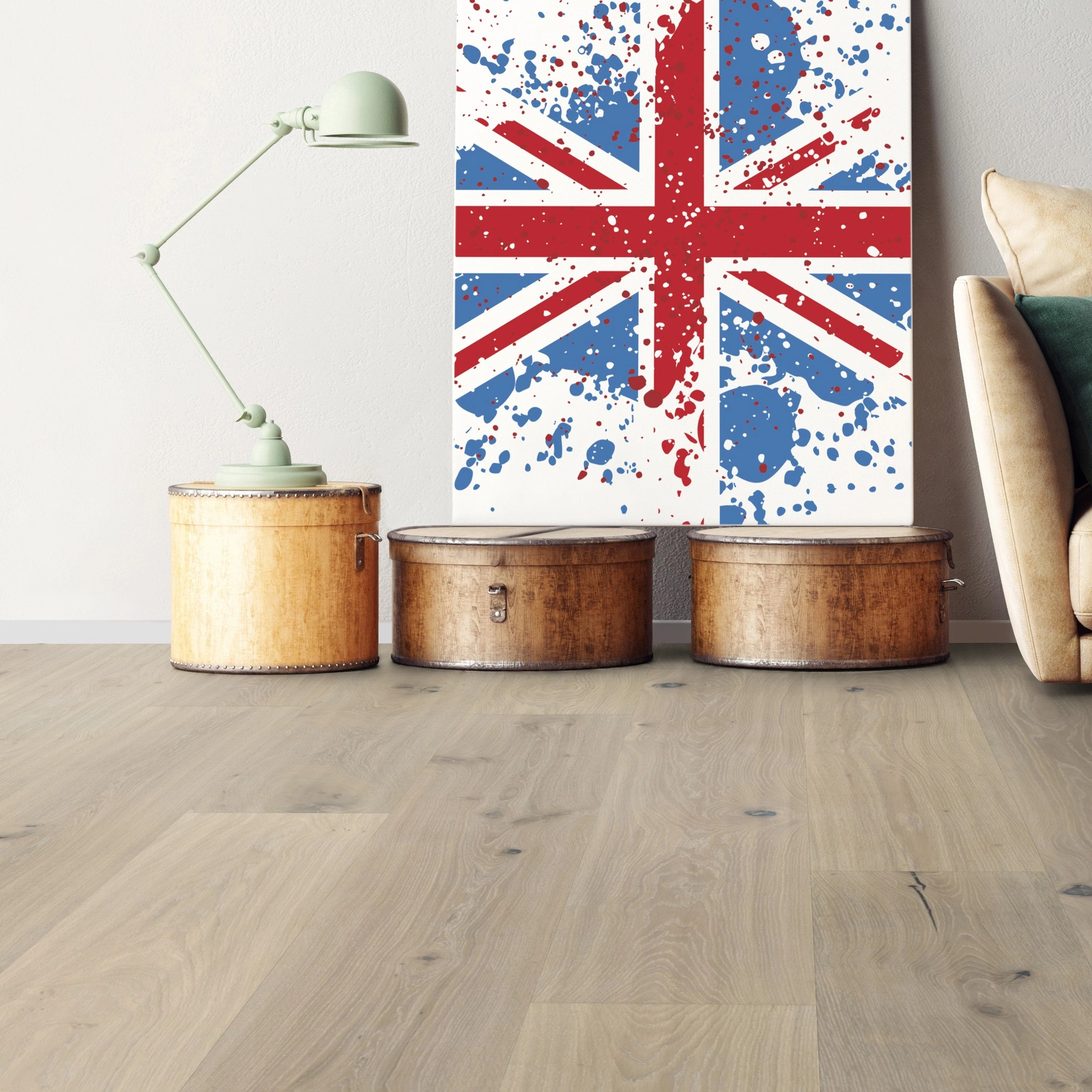Milieubild Wohnzimmer mit Sofa - bodentiefe Perspektive - Bennett & Jones Parkett Grand Houses Oak No.18 Balmoral Milieubild Wohnzimmer mit Sofa - bodentiefe Perspektive - Bennett & Jones 1148012296