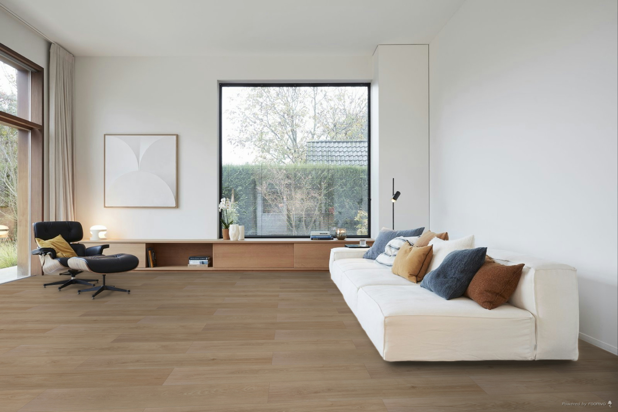 Milieubild Großräumiges Wohnzimmer mit Couch - BerryAlloc Klebe-Vinyl Zenn Gluedown 55 Orlando Milieubild Großräumiges Wohnzimmer mit Couch - BerryAlloc 60002252