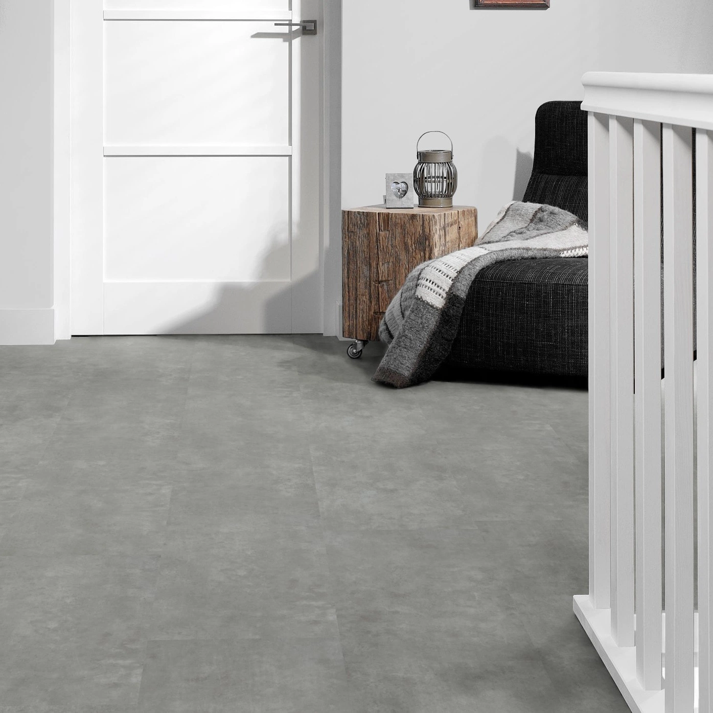 Milieubild Flur mit Treppenlauf - Forbo Flooring Klebe-Vinyl Enduro Dryback Material Light Concrete Milieubild Flur mit Treppenlauf - Forbo Flooring 217637