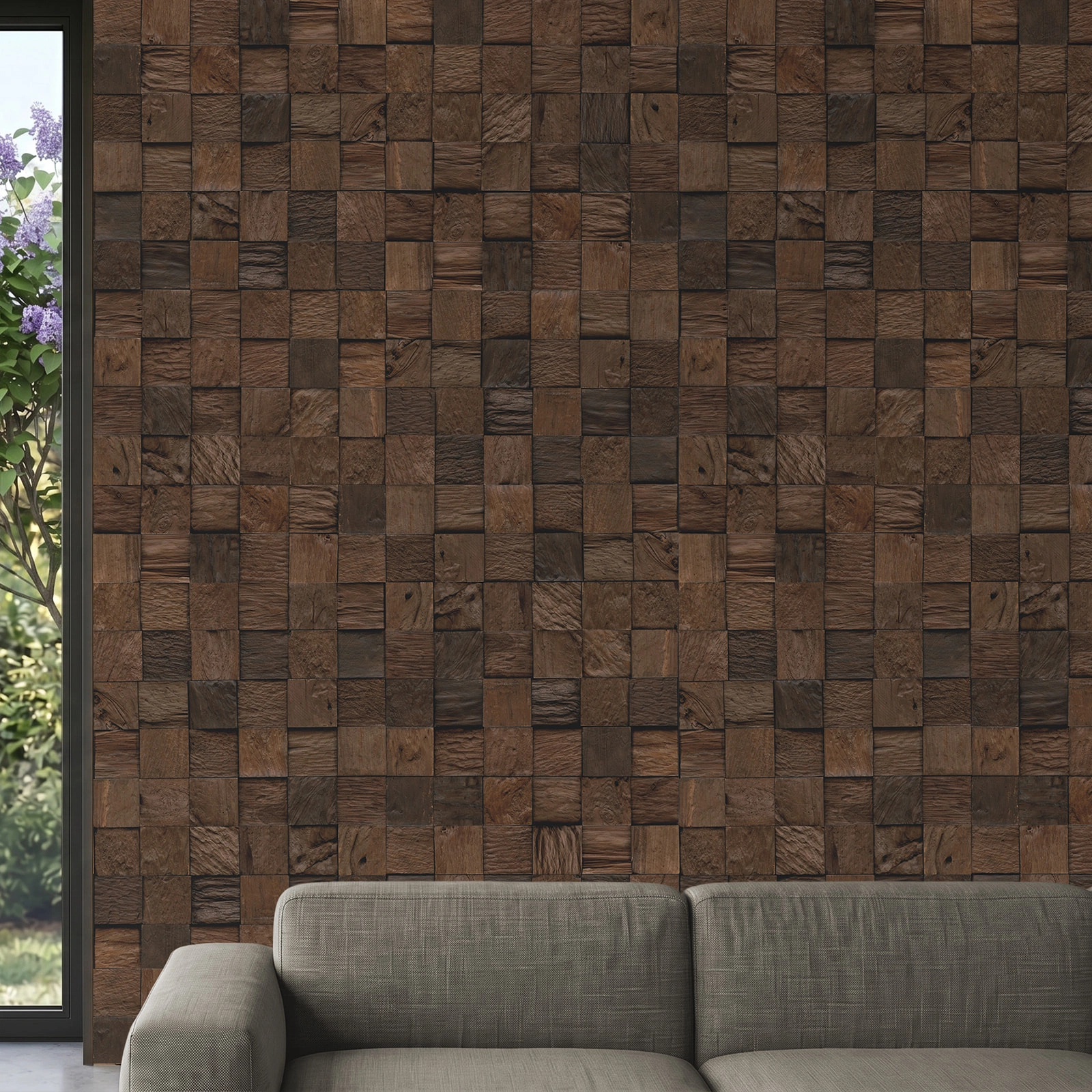 Perspektivische Ansicht - nexwall nature undefined Rimba Teak Block Loris Perspektivische Ansicht - nexwall nature NXWN-42020-002
