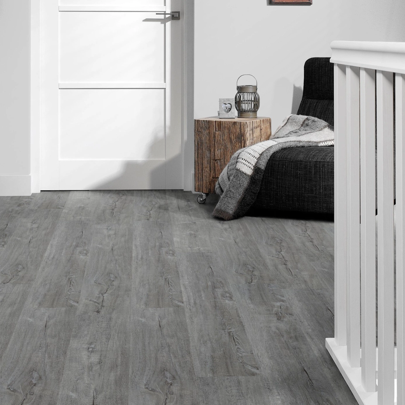 Milieubild Flur mit Treppenlauf - Forbo Flooring Klebe-Vinyl Enduro Dryback Wood Anthracite Timber Milieubild Flur mit Treppenlauf - Forbo Flooring 217626
