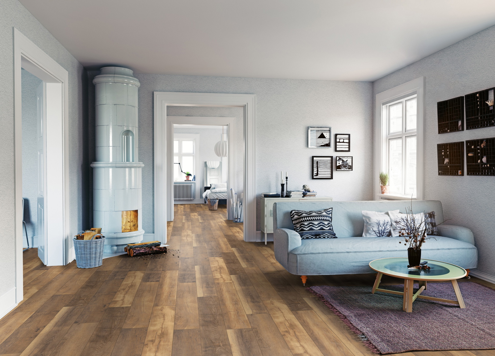 Milieubild Wohnzimmer mit Sofa und Kachelofen - ter Hürne 1101260044