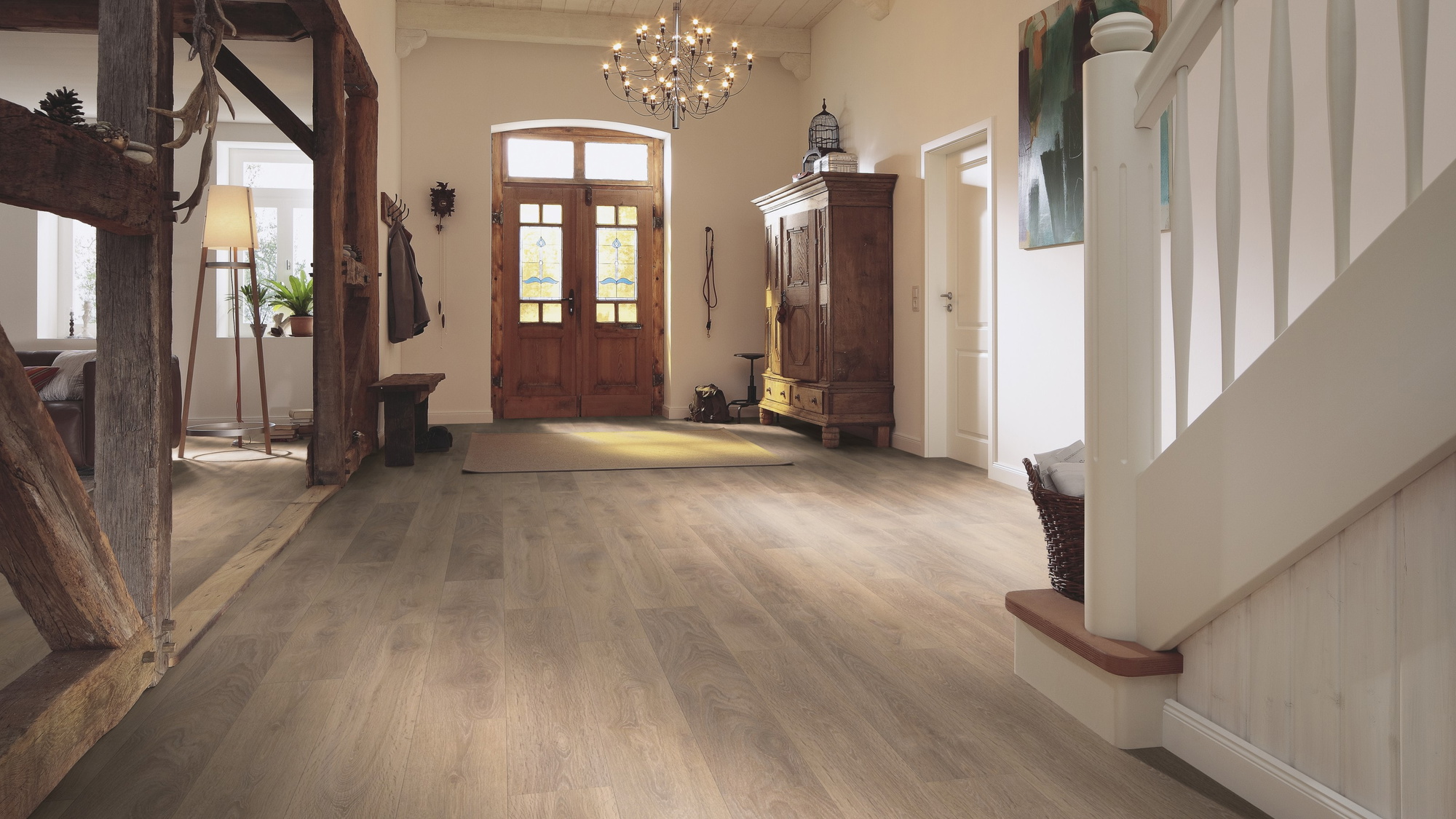 Milieubild Eingangsbereich mit Flur im Landhaus-Stil - Meister Laminat LD 150 Eiche sand Milieubild Eingangsbereich mit Flur im Landhaus-Stil - Meister 600017-1288198-07004