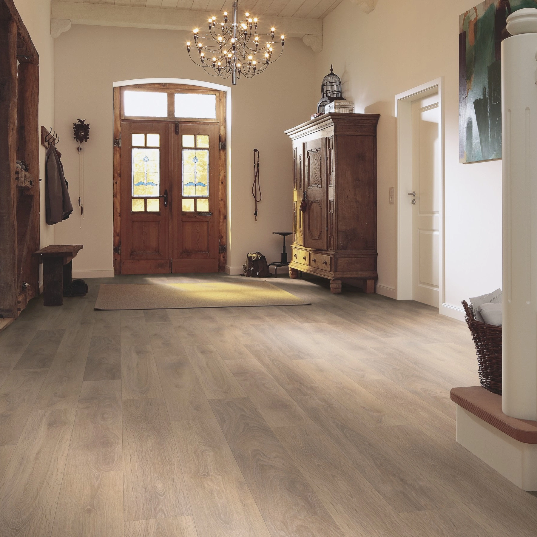 Milieubild Eingangsbereich mit Flur im Landhaus-Stil - Meister Laminat LD 150 Eiche sand Milieubild Eingangsbereich mit Flur im Landhaus-Stil - Meister 600017-1288198-07004