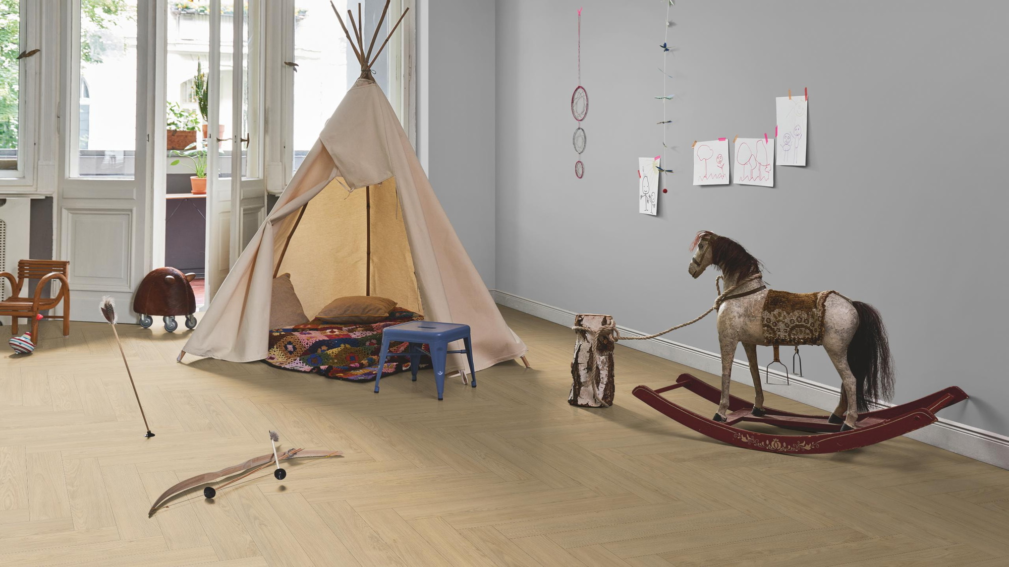 Milieubild Kinderzimmer in Stadtwohnung - Parador Laminat Trendtime 3 Eiche Mont Blanc geschliffen Milieubild Kinderzimmer in Stadtwohnung - Parador 1748753