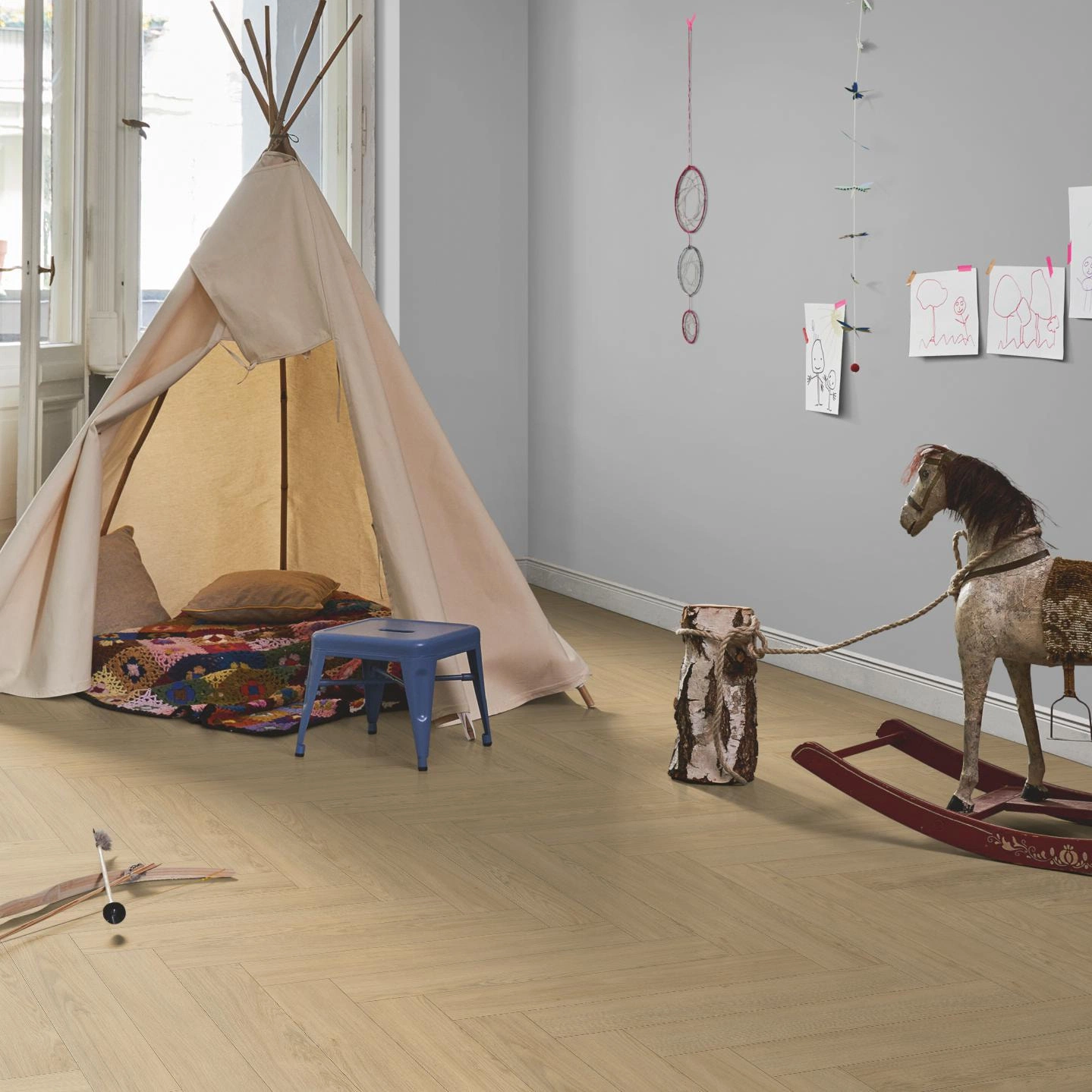 Milieubild Kinderzimmer in Stadtwohnung - Parador Laminat Trendtime 3 Eiche Mont Blanc geschliffen Milieubild Kinderzimmer in Stadtwohnung - Parador 1748753