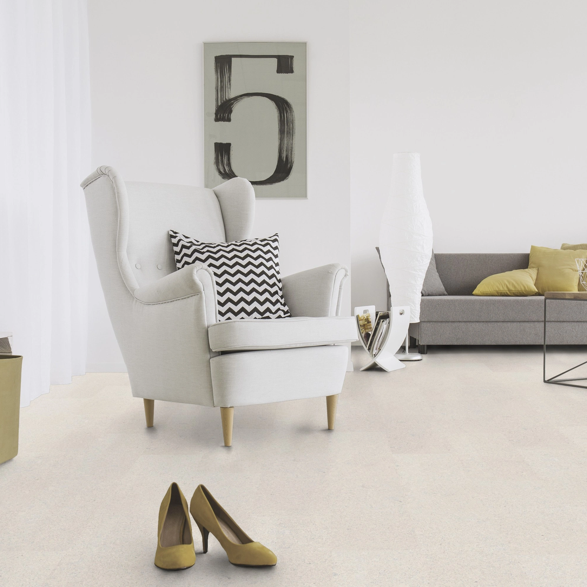 Milieubild Wohnzimmer mit Sessel und Sofa - Wicanders Wise HDF Klick-Korkboden cork Go Dream Milieubild Wohnzimmer mit Sessel und Sofa - Wicanders Wise 80001642