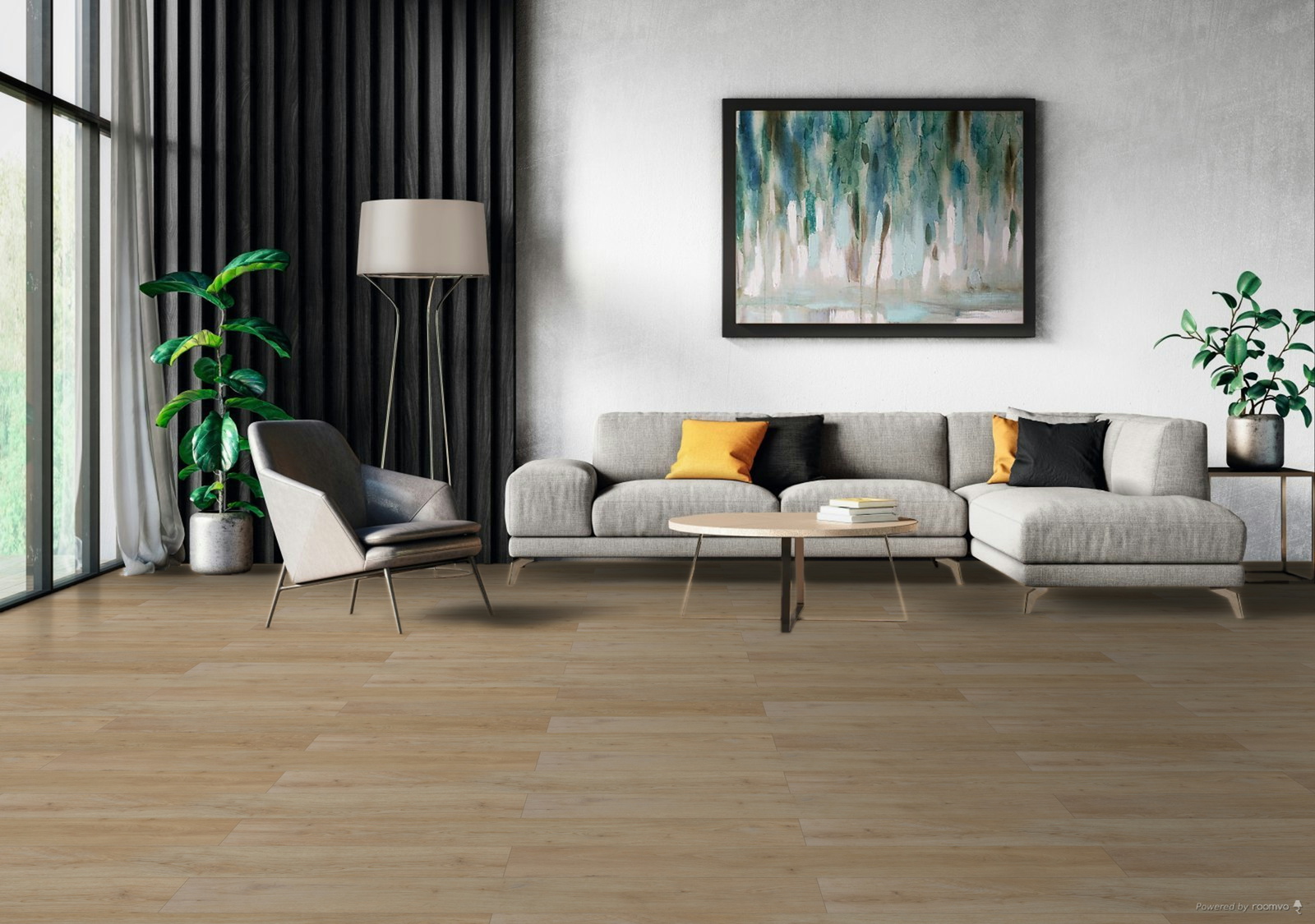 Milieubild Modernes Wohnzimmer mit Sessel und Sofa - BerryAlloc 60002257