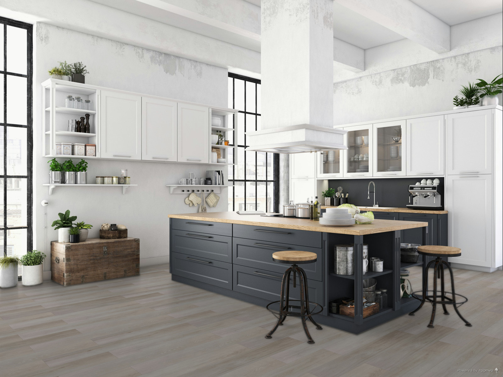 Milieubild Küche mit Küchenblock im englischen Stil - BerryAlloc Klebe-Vinyl Zenn Gluedown 30 Oslo Milieubild Küche mit Küchenblock im englischen Stil - BerryAlloc 60002220