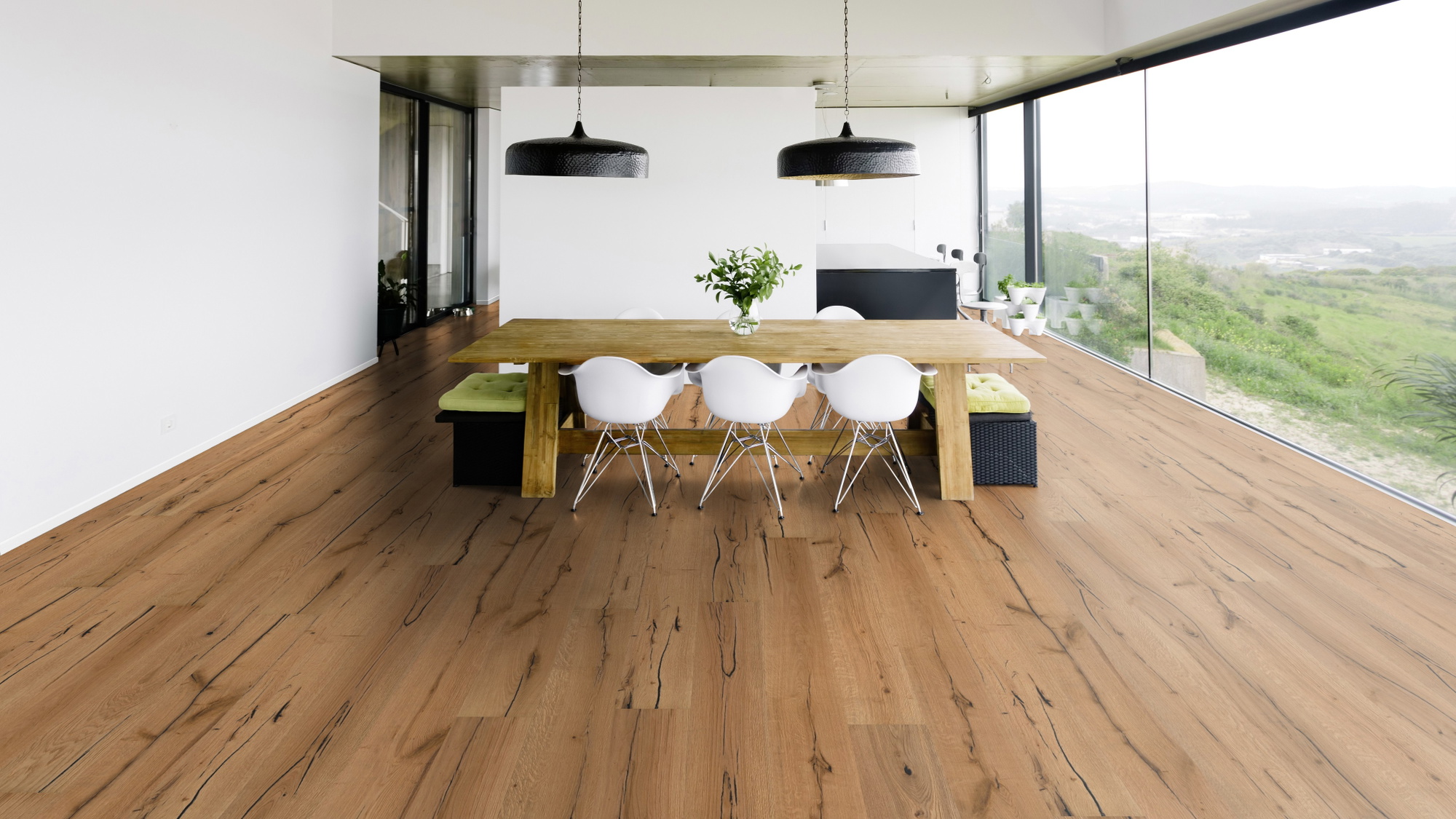 Milieubild Modernes Esszimmer mit Blick in die Natur - Bennett & Jones 1148010110
