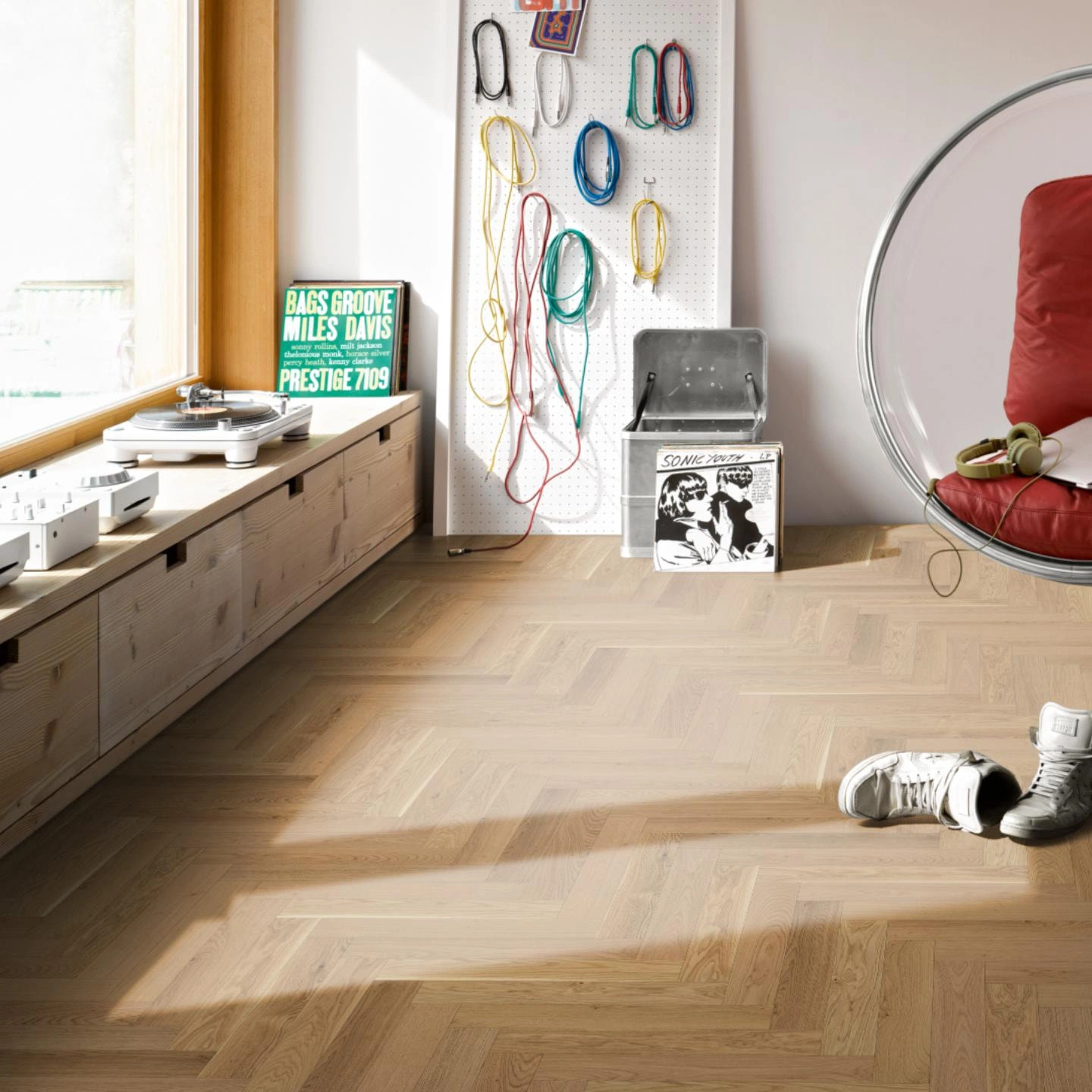 Milieubild Musikzimmer mit Plattenspieler - Parador Parkett Trendtime 3 Eiche Milieubild Musikzimmer mit Plattenspieler - Parador 1601582