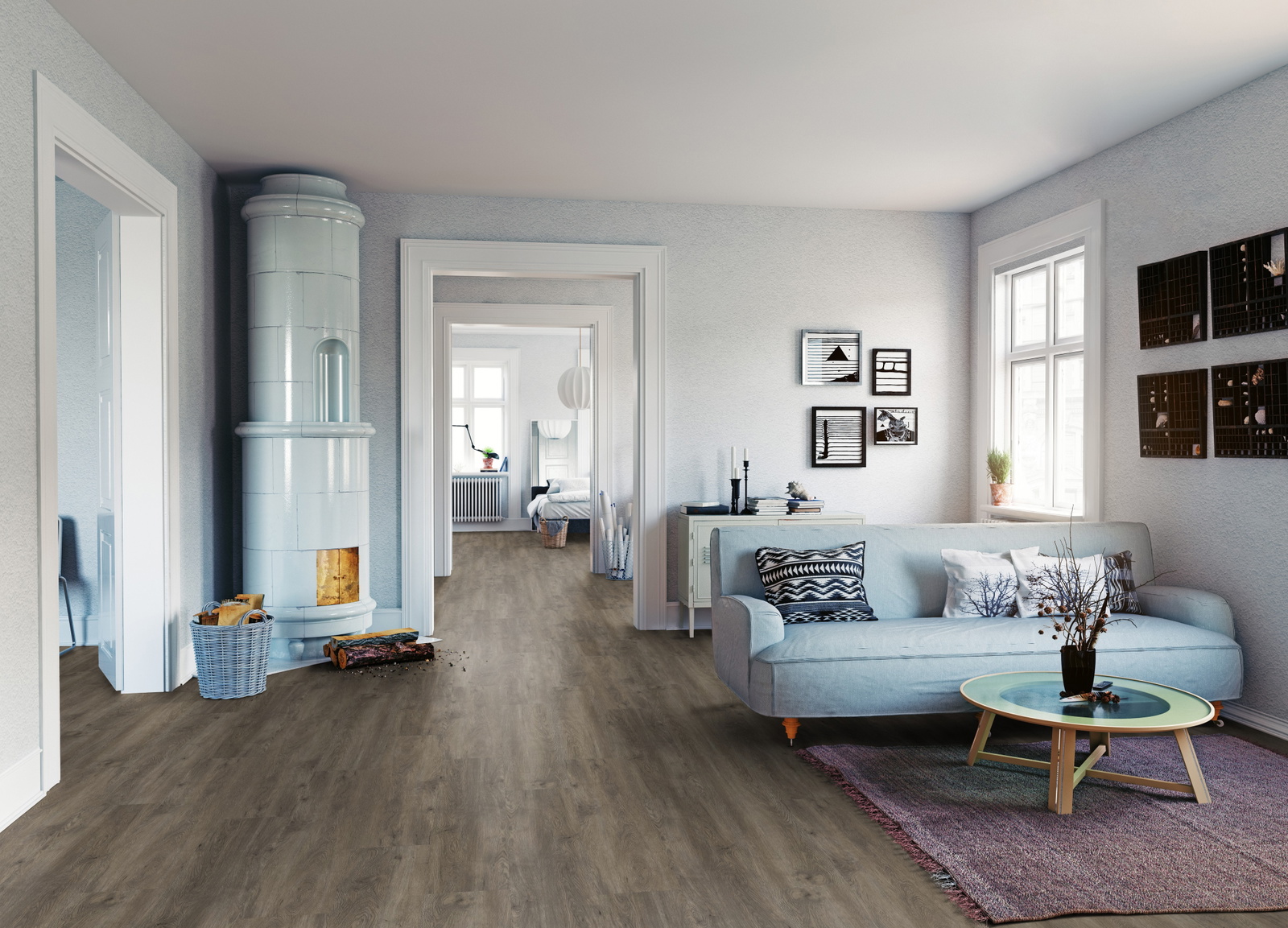 Milieubild Wohnzimmer mit Sofa und Kachelofen - ter Hürne 1101210605