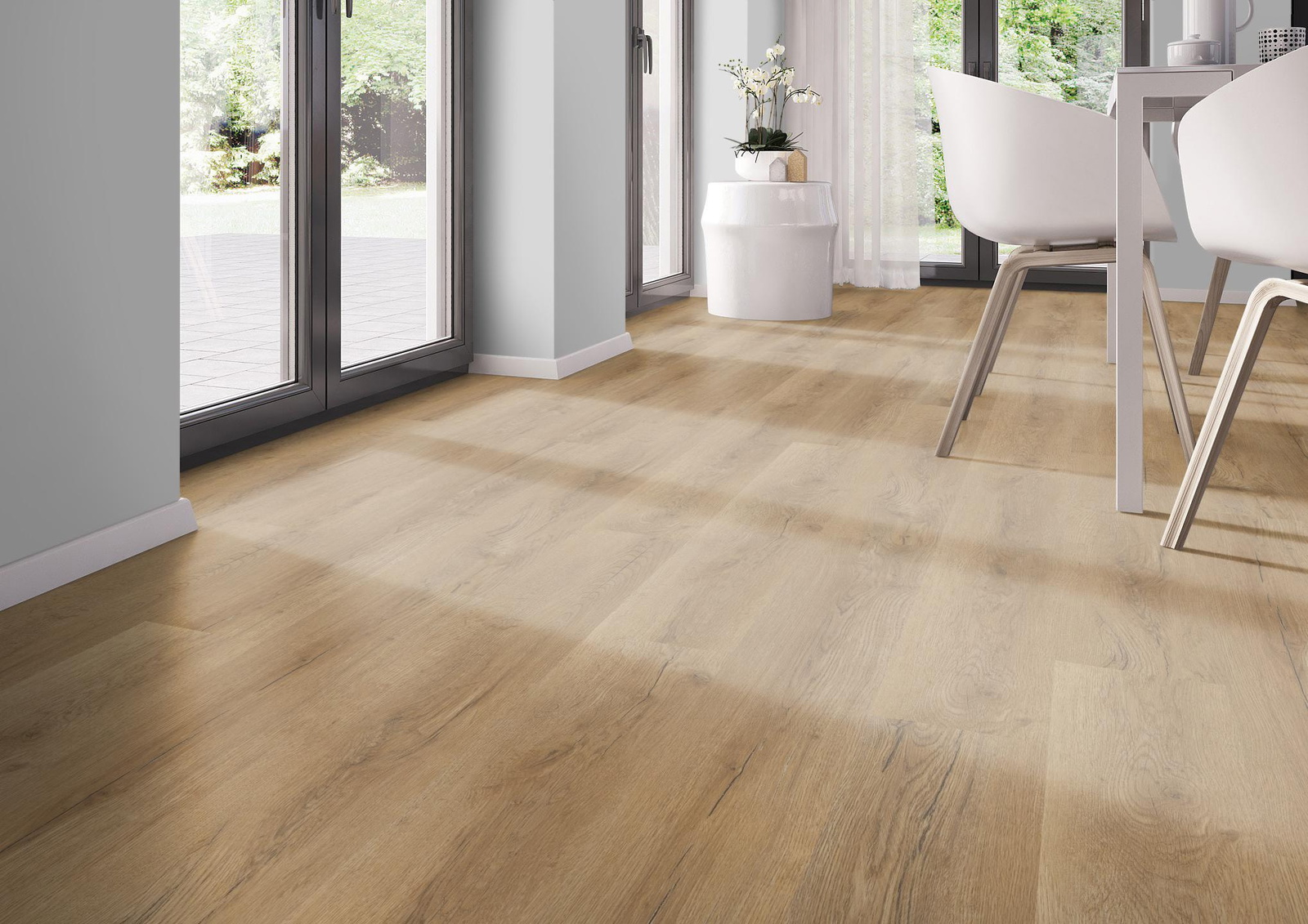 Milieubild Modernes Esszimmer - bodentiefe Perspektive - nexflor NXF-60030-018