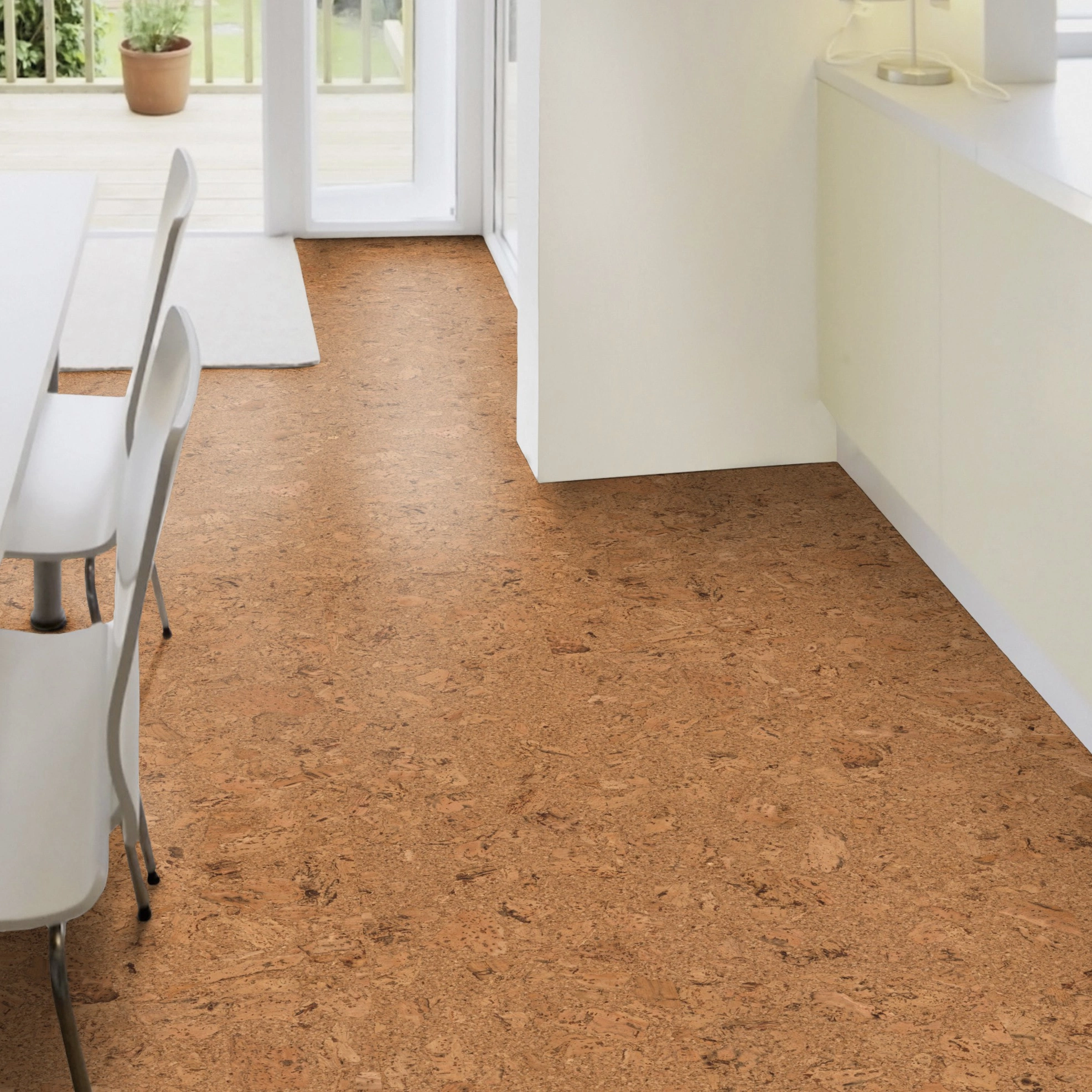 Milieubild Esszimmer mit Terrassentür - Wicanders Wise HDF Klick-Korkboden cork Essence Originals Shell Milieubild Esszimmer mit Terrassentür - Wicanders Wise 80002239