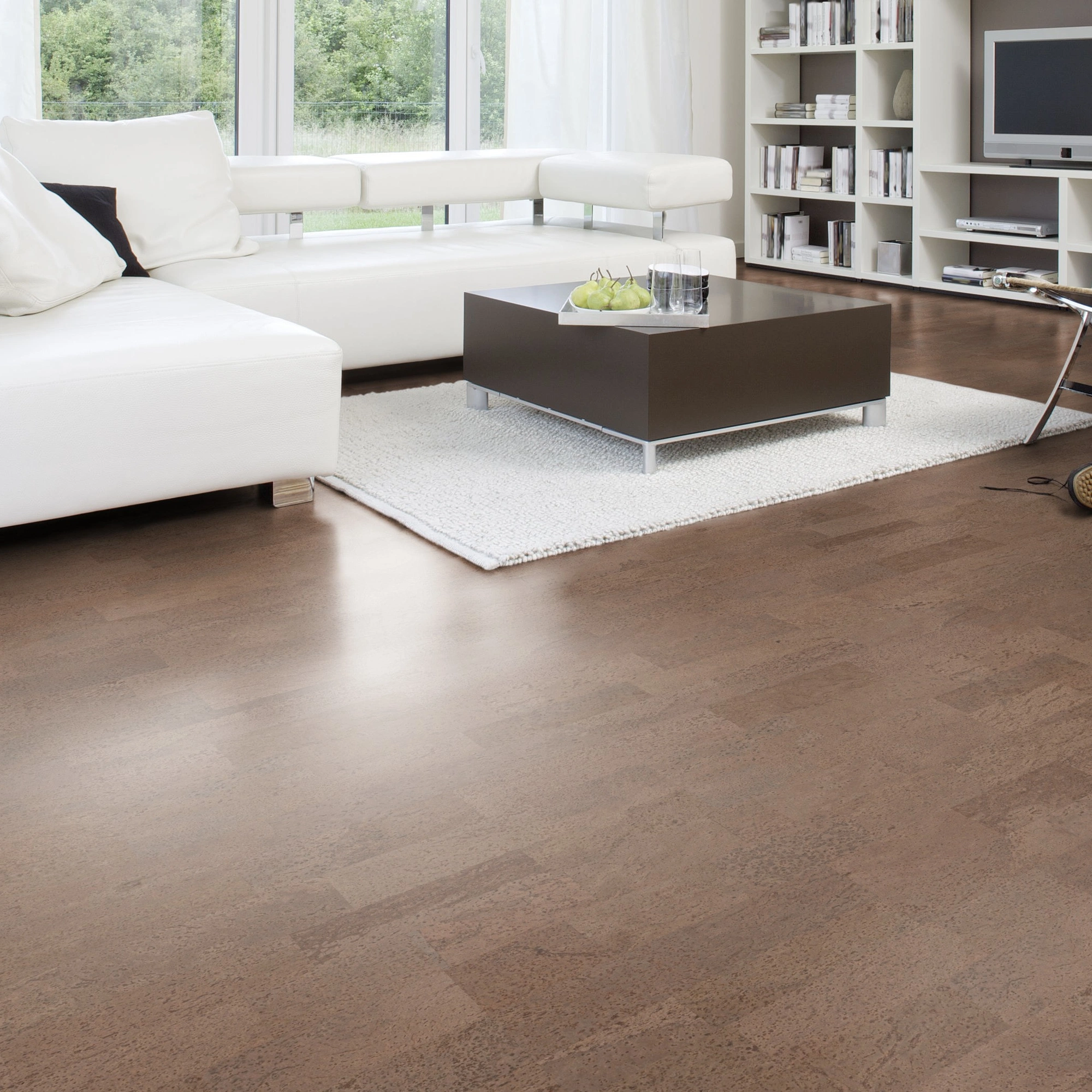 Milieubild Modernes Wohnzimmer mit Wohnlandschaft - Wicanders Wise HDF Klick-Korkboden cork Essence Identity Tea Milieubild Modernes Wohnzimmer mit Wohnlandschaft - Wicanders Wise 80001657