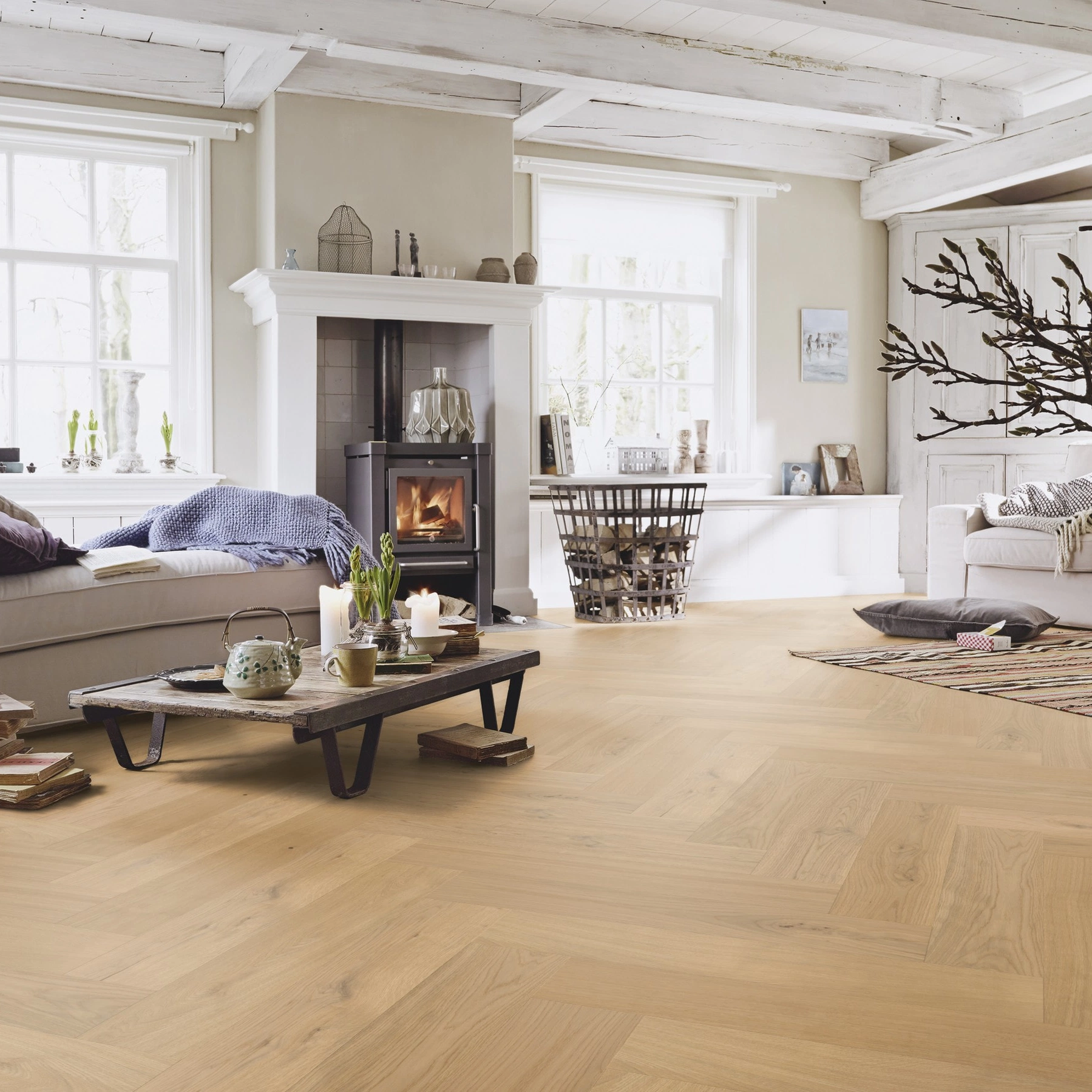 Milieubild Wohnzimmer im Landhaus-Stil - MEISTER Holzboden HS 500 Lindura Eiche classic pure Milieubild Wohnzimmer im Landhaus-Stil - MEISTER 500010-0700140-08928