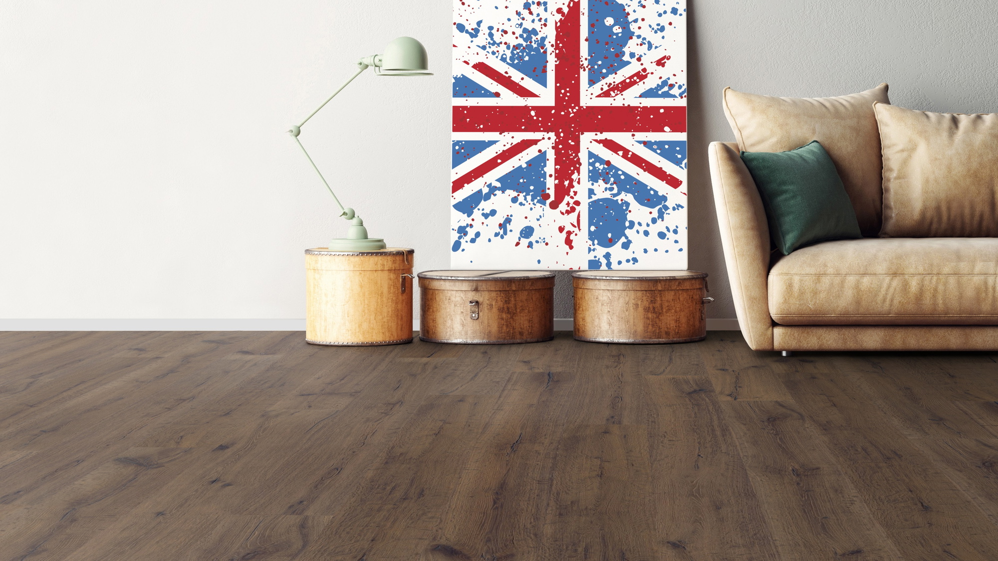 Milieubild Wohnzimmer mit Sofa - bodentiefe Perspektive - Bennett & Jones Parkett London Calling Oak No.28 Camden Market Milieubild Wohnzimmer mit Sofa - bodentiefe Perspektive - Bennett & Jones 1148011014