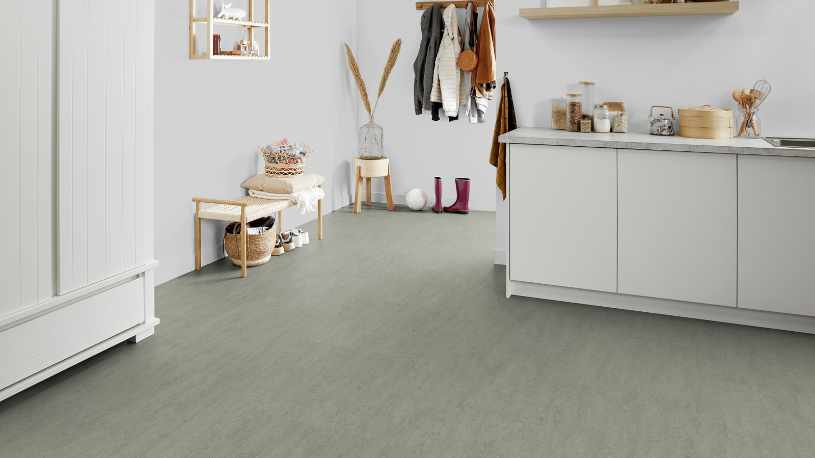Forbo Flooring Linoleum Marmoleum Modular Neutral Cinder t3889