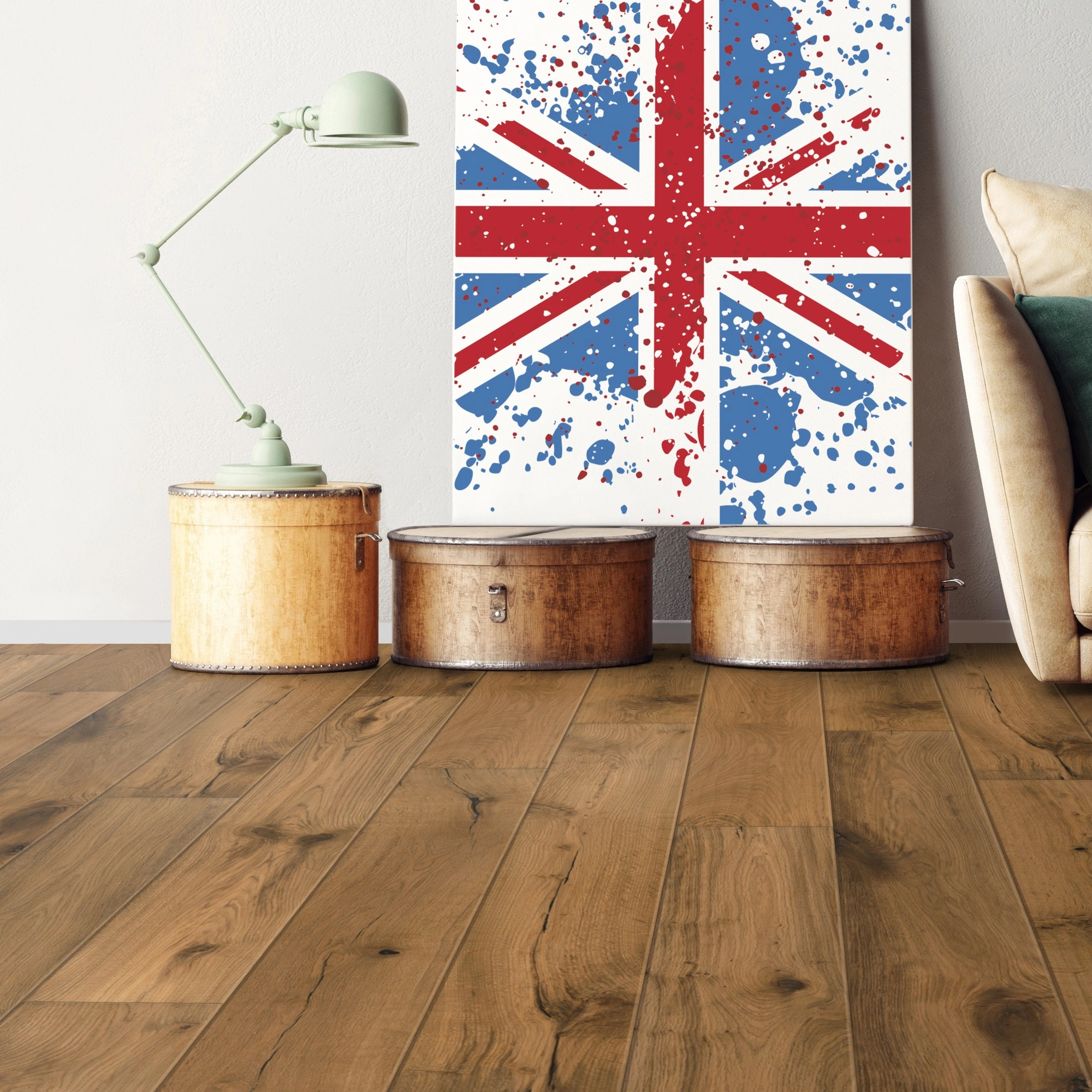 Milieubild Wohnzimmer mit Sofa - bodentiefe Perspektive - Bennett & Jones Parkett Britain's Finest Oak No.13 Mortimer Milieubild Wohnzimmer mit Sofa - bodentiefe Perspektive - Bennett & Jones 1148011912