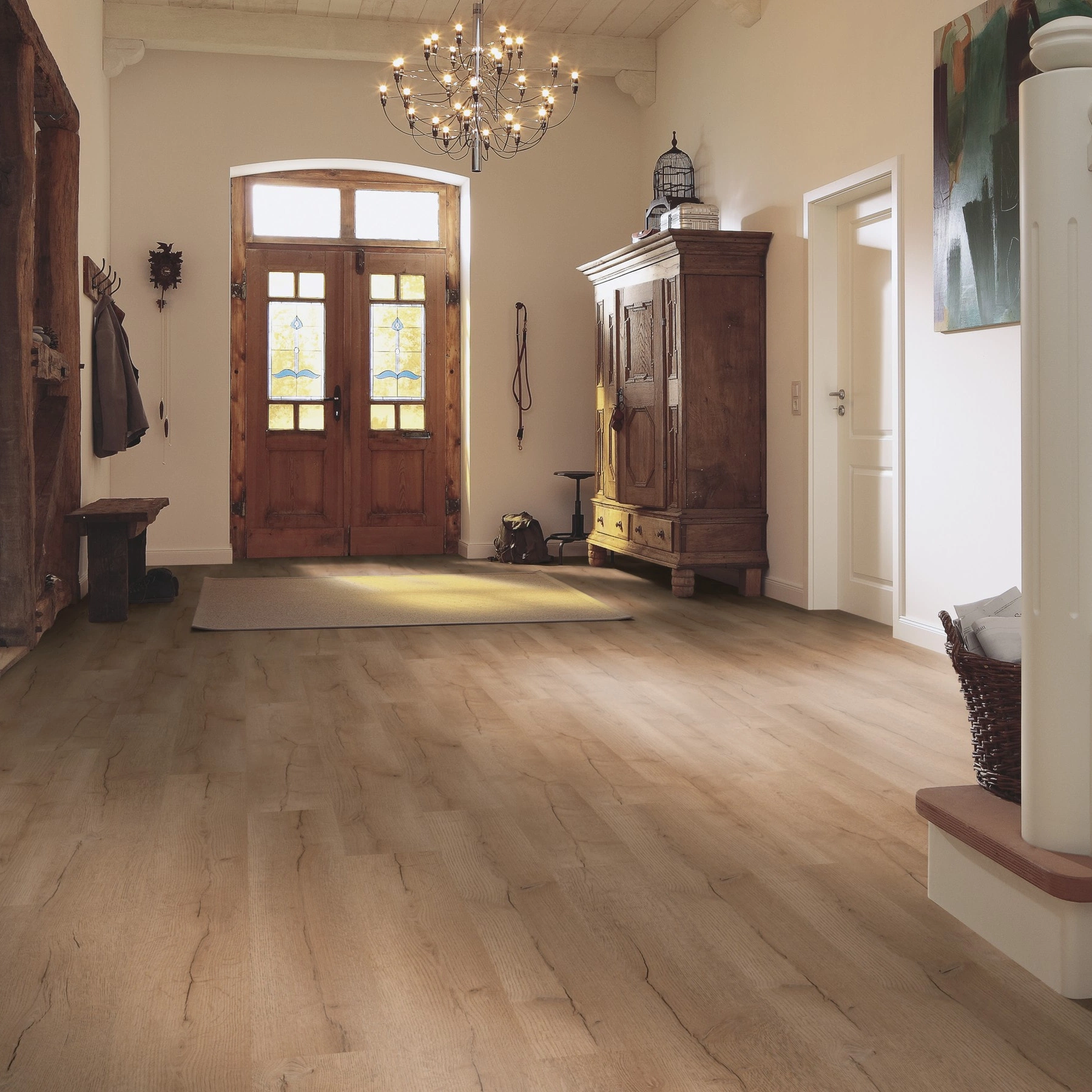 Milieubild Eingangsbereich mit Flur im Landhaus-Stil - MEISTER Laminat LC 55 Nevado Oak Milieubild Eingangsbereich mit Flur im Landhaus-Stil - MEISTER 600012-1288198-07147