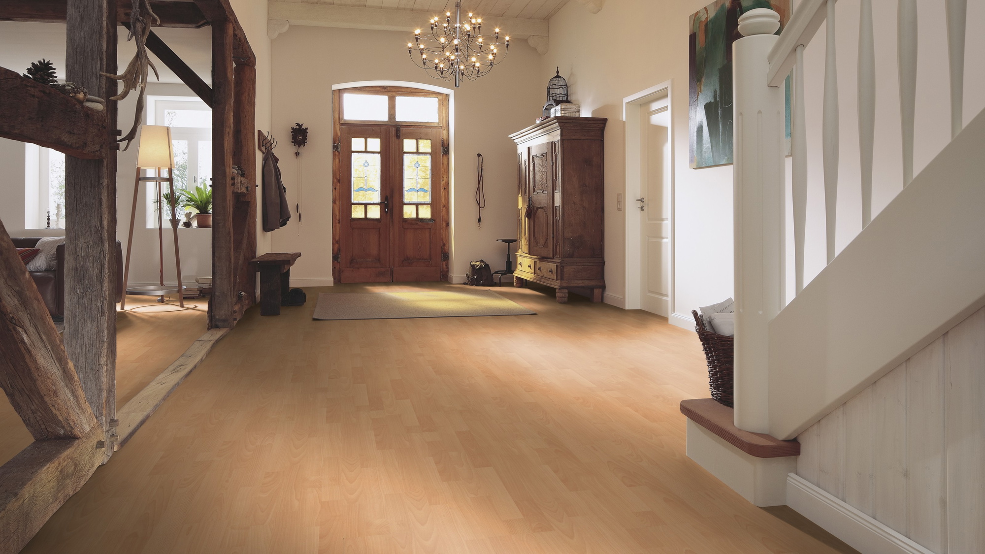 Milieubild Eingangsbereich mit Flur im Landhaus-Stil - MEISTER Laminat LC 150 Buche Milieubild Eingangsbereich mit Flur im Landhaus-Stil - MEISTER 600014-1288198-06201