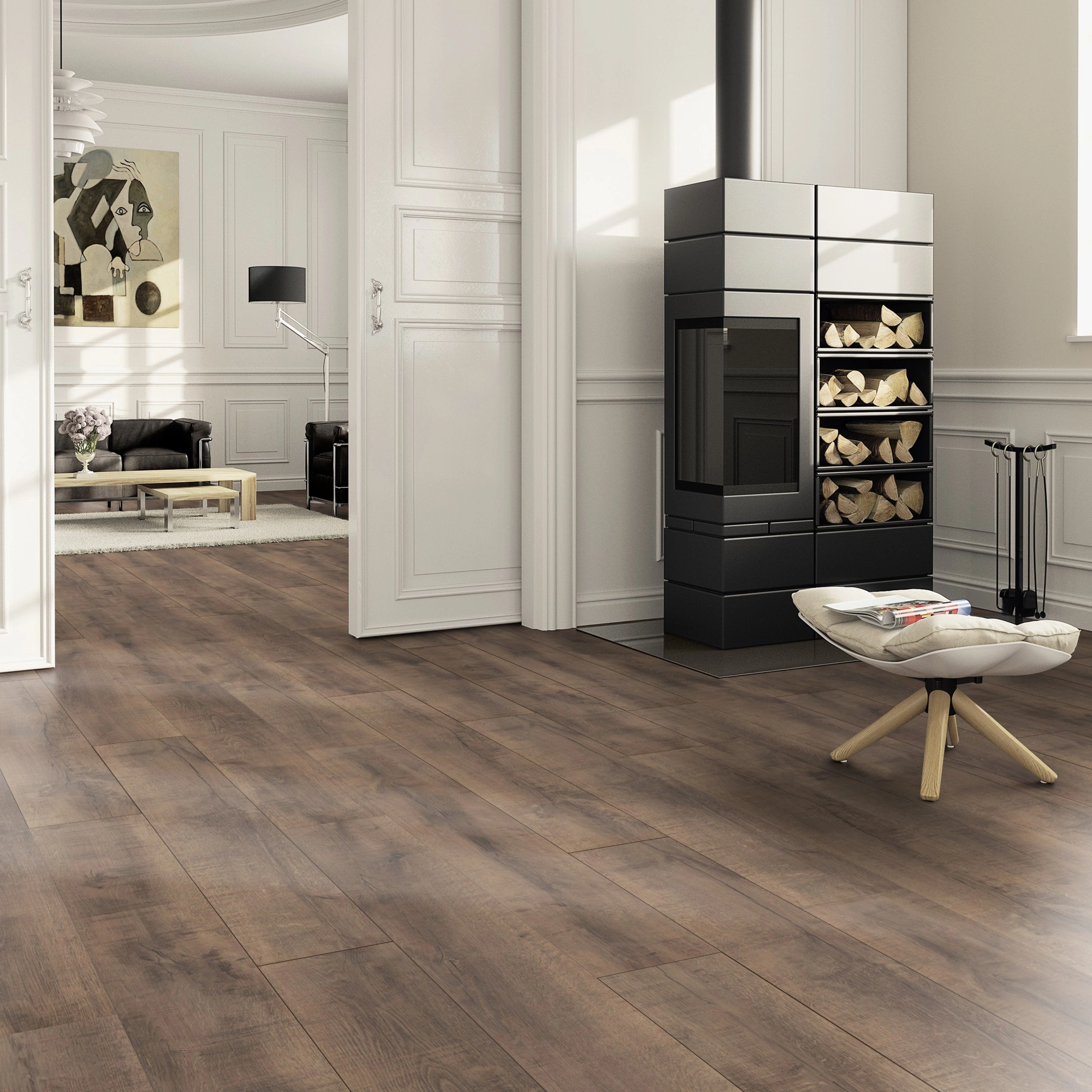 Milieubild Wohnzimmer im Landhaus-Stil mit Kamin - ter Hürne Laminat Classic Edition Eiche Jazz Club Milieubild Wohnzimmer im Landhaus-Stil mit Kamin - ter Hürne 1101021821