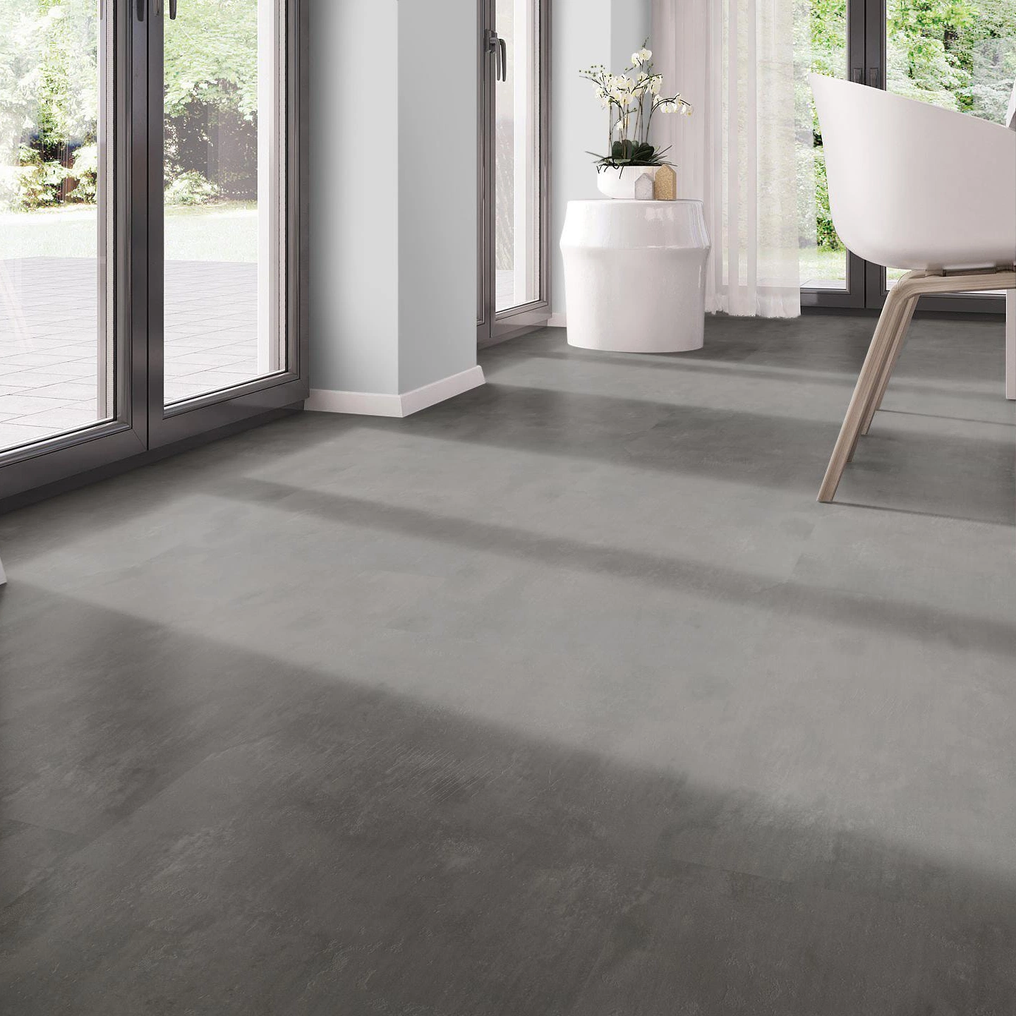 Milieubild Modernes Esszimmer - bodentiefe Perspektive - nexflor Klebe-Vinyl Oreios Collection Athos Milieubild Modernes Esszimmer - bodentiefe Perspektive - nexflor NXF-51030-002