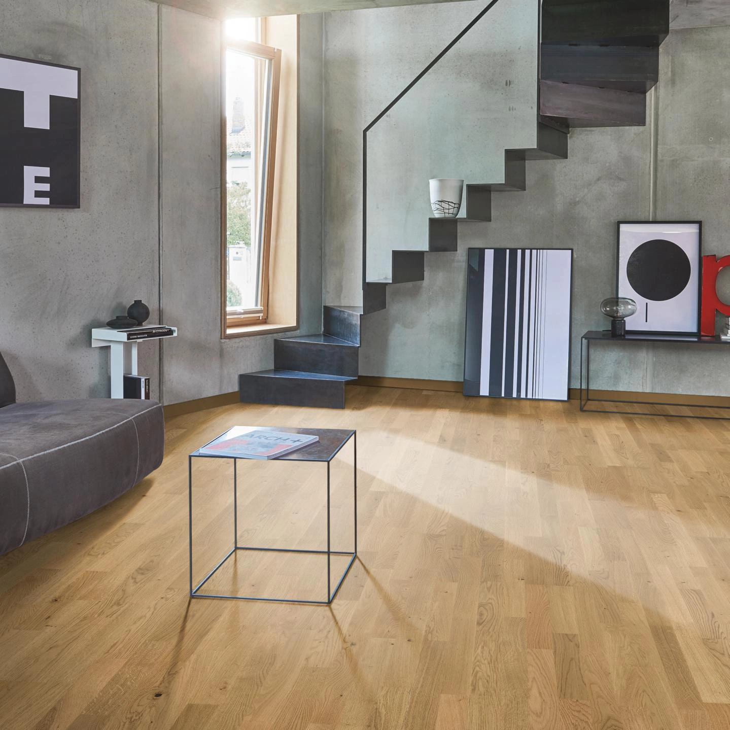 Milieubild Wohnzimmer im modernen Loft-Stil - Parador Parkett Classic 3060 Eiche astig Milieubild Wohnzimmer im modernen Loft-Stil - Parador 1518102