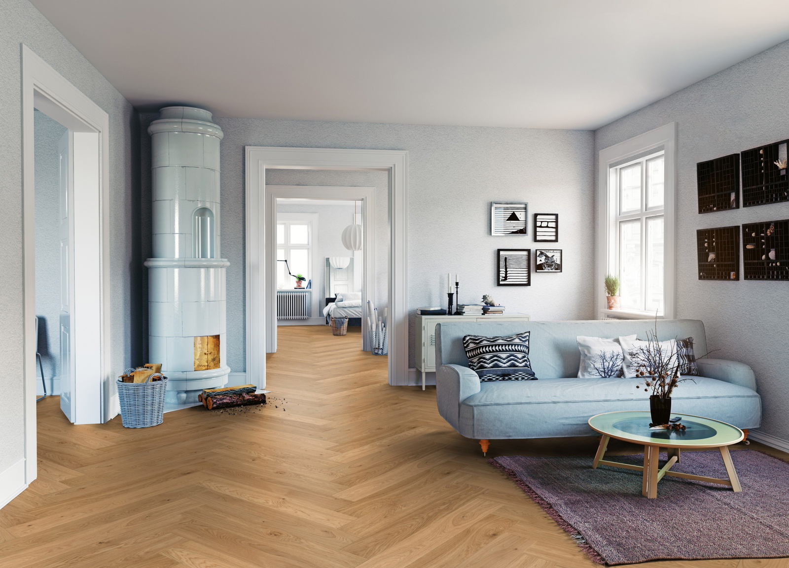 Milieubild Wohnzimmer mit Sofa und Kachelofen - ter Hürne 1101312816